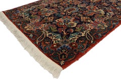 Alfombra Persa Antigua Qazvin Kirman Corredor con Lujoso Estilo Barroco Regencia