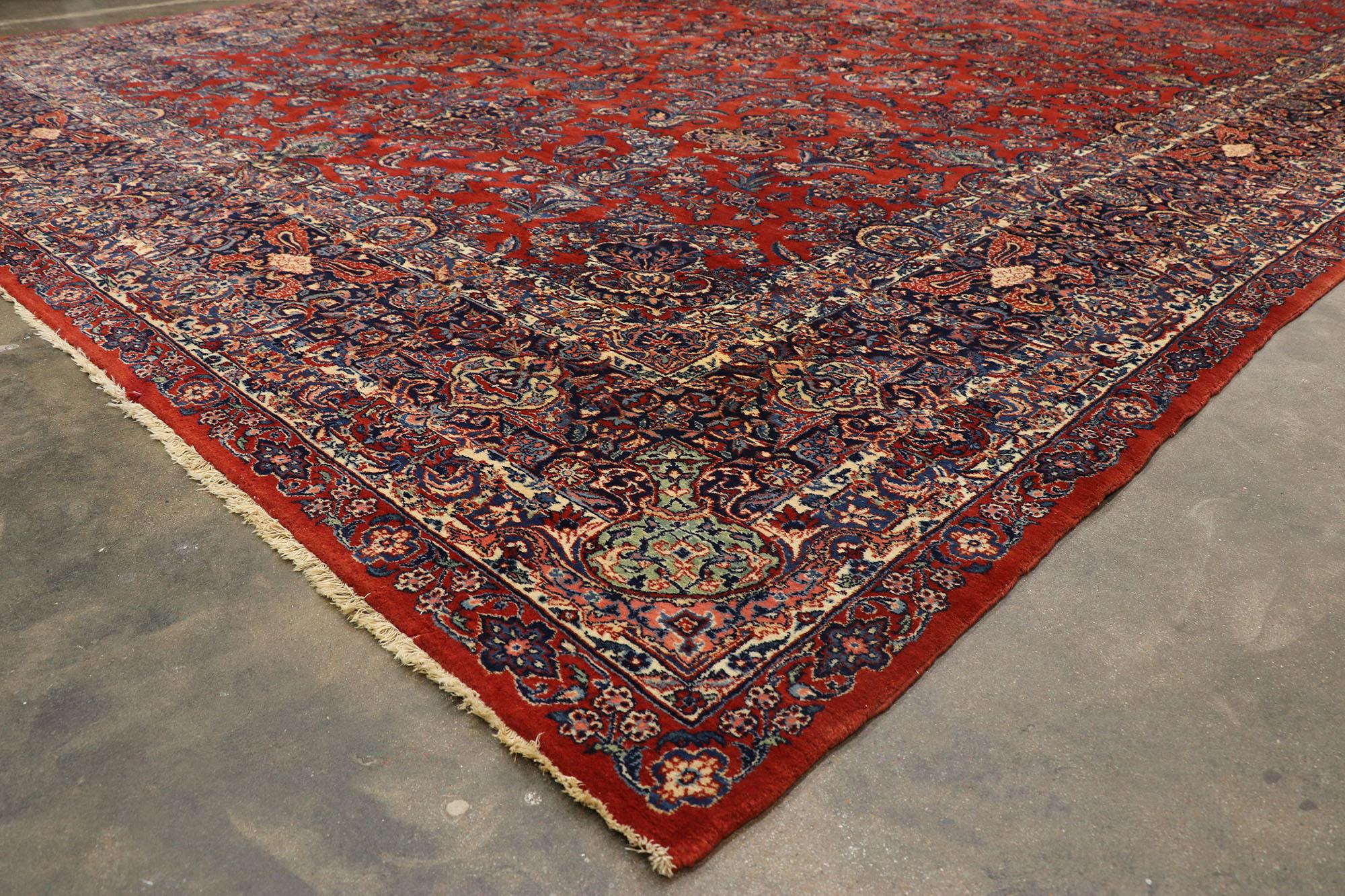 19th Century 1890s Oversized Antique Persian Qazvin Rug, Hotel Lobby Size Carpet For Sale