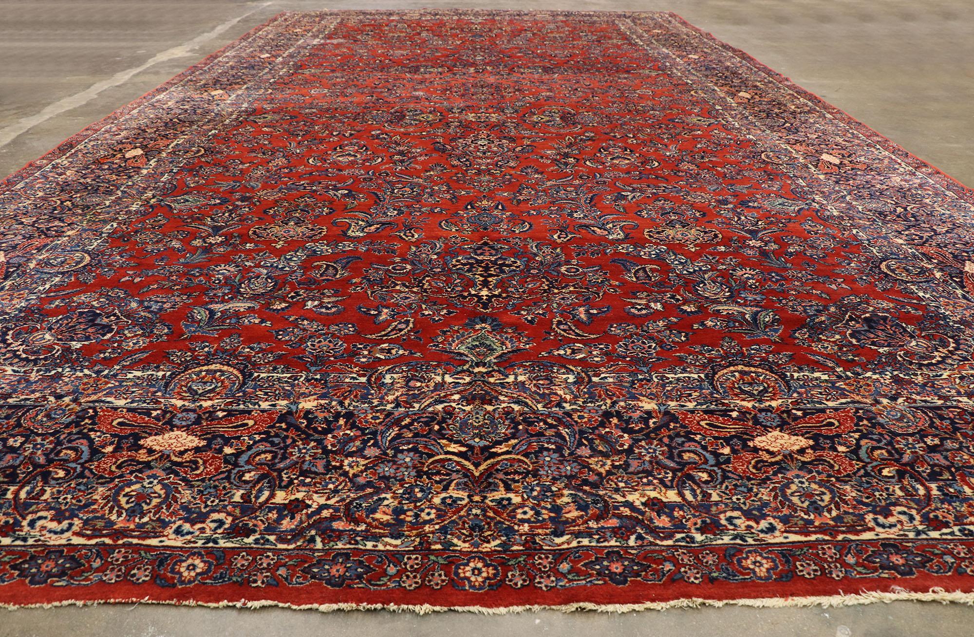 Wool 1890s Oversized Antique Persian Qazvin Rug, Hotel Lobby Size Carpet For Sale