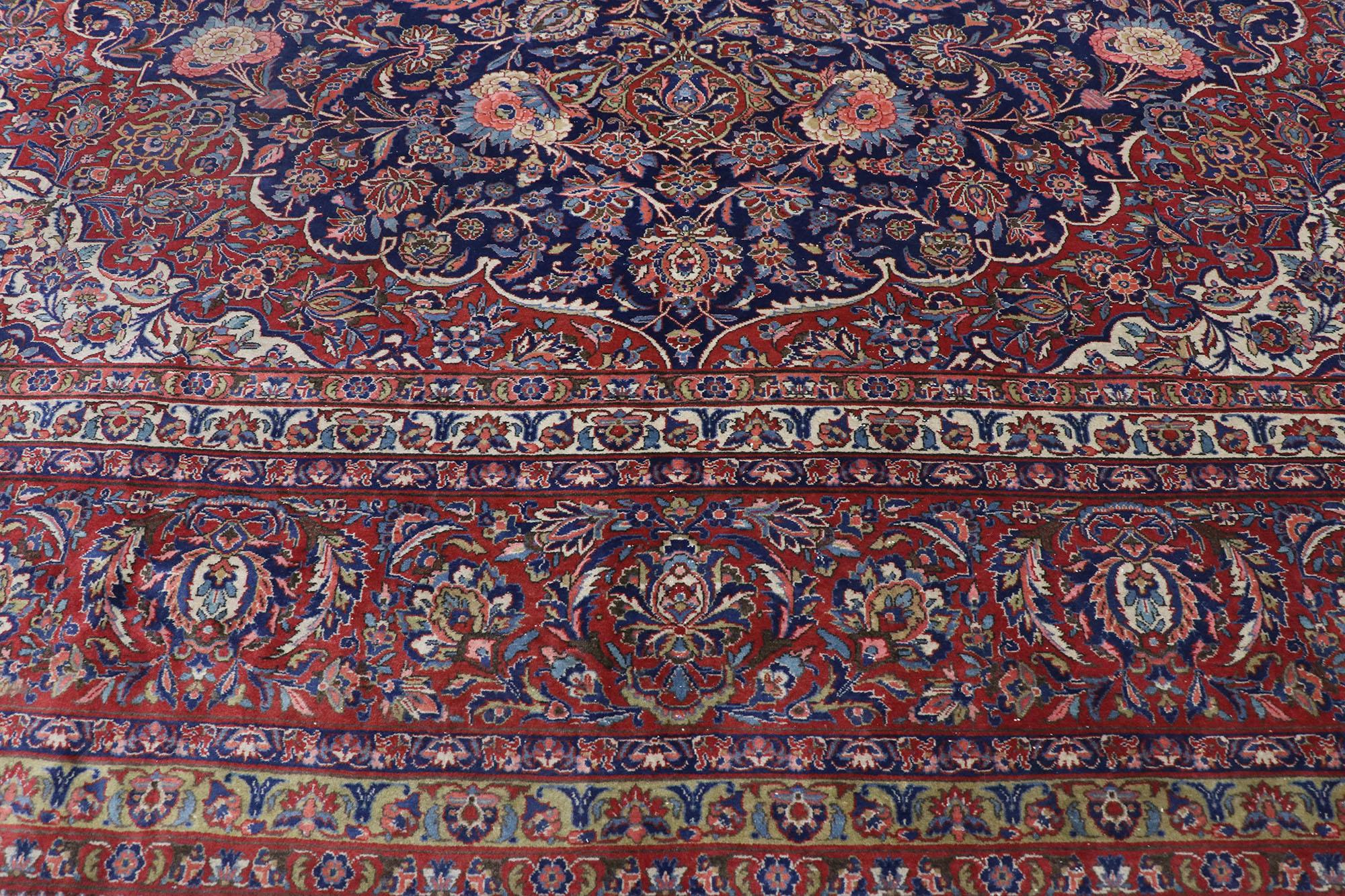 Hand-Knotted Antique Persian Qazvin Rug with Victorian Style For Sale