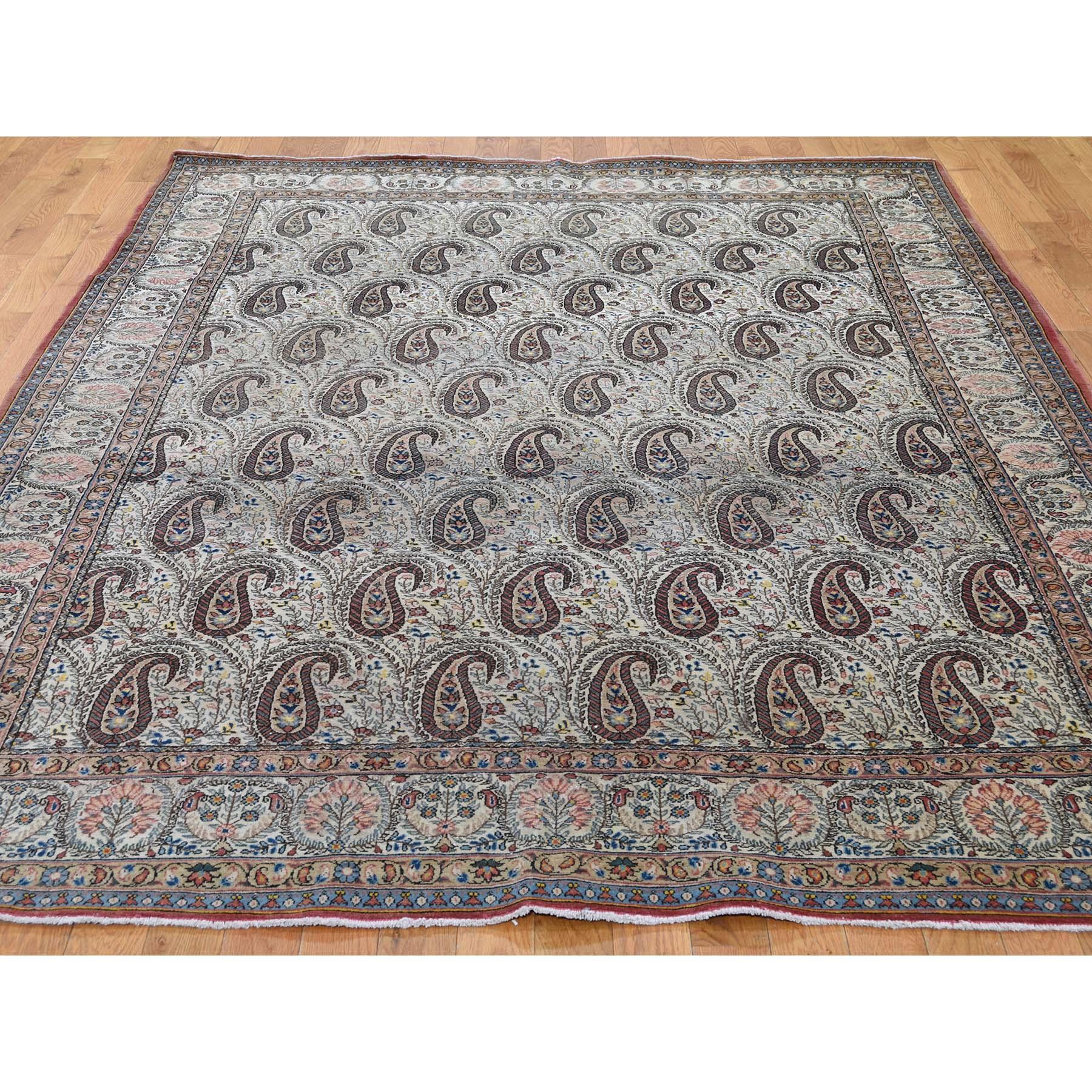 Antike persische Qum Guter Zustand Paisley Design Handgeknüpft Feiner Orientteppich (Sonstiges) im Angebot