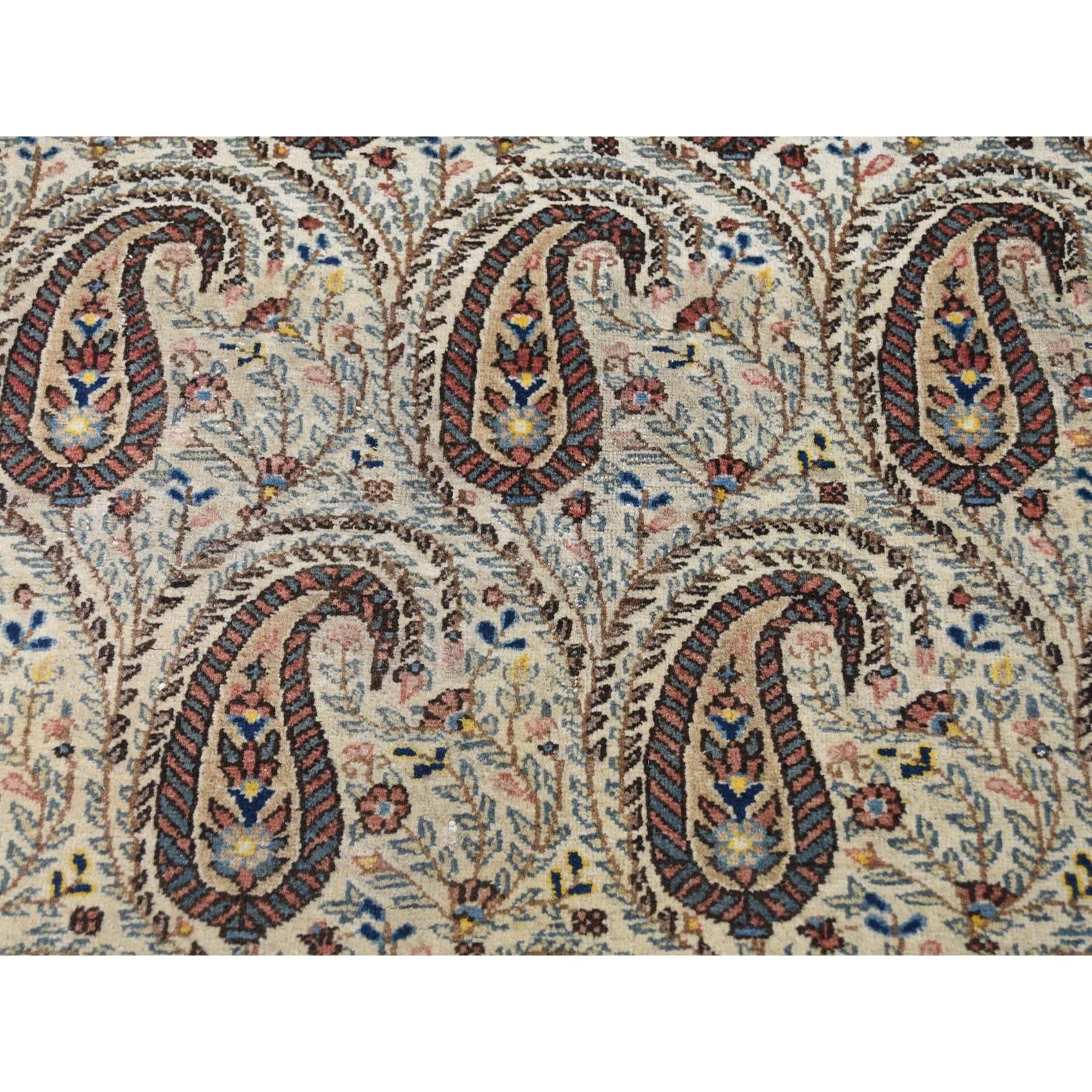 Antike persische Qum Guter Zustand Paisley Design Handgeknüpft Feiner Orientteppich im Angebot 2