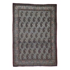 Antike persische Qum Guter Zustand Paisley Design Handgeknüpft Feiner Orientteppich