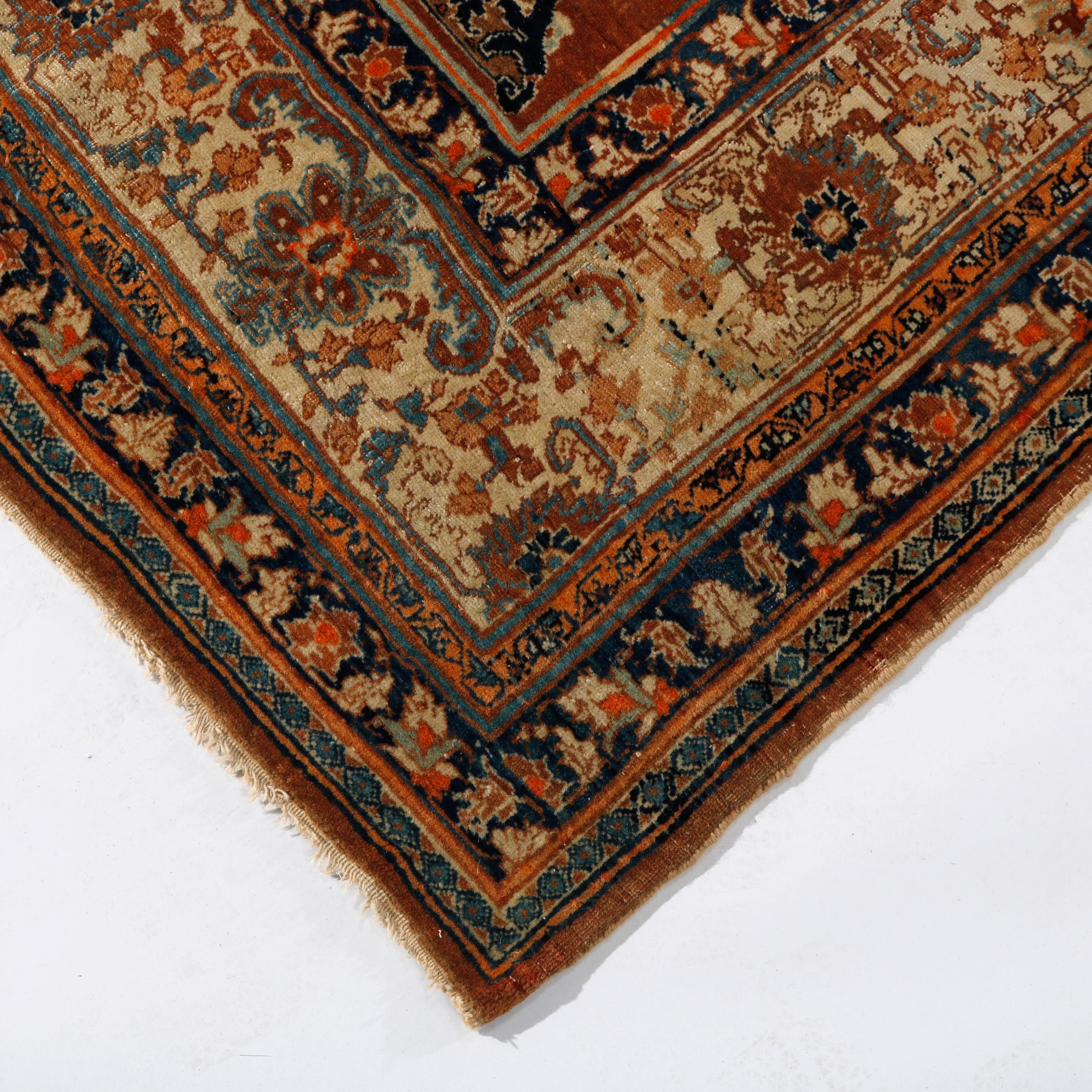 Antique Persian Qum Oriental Wool Prayer Rug, 19th C 4