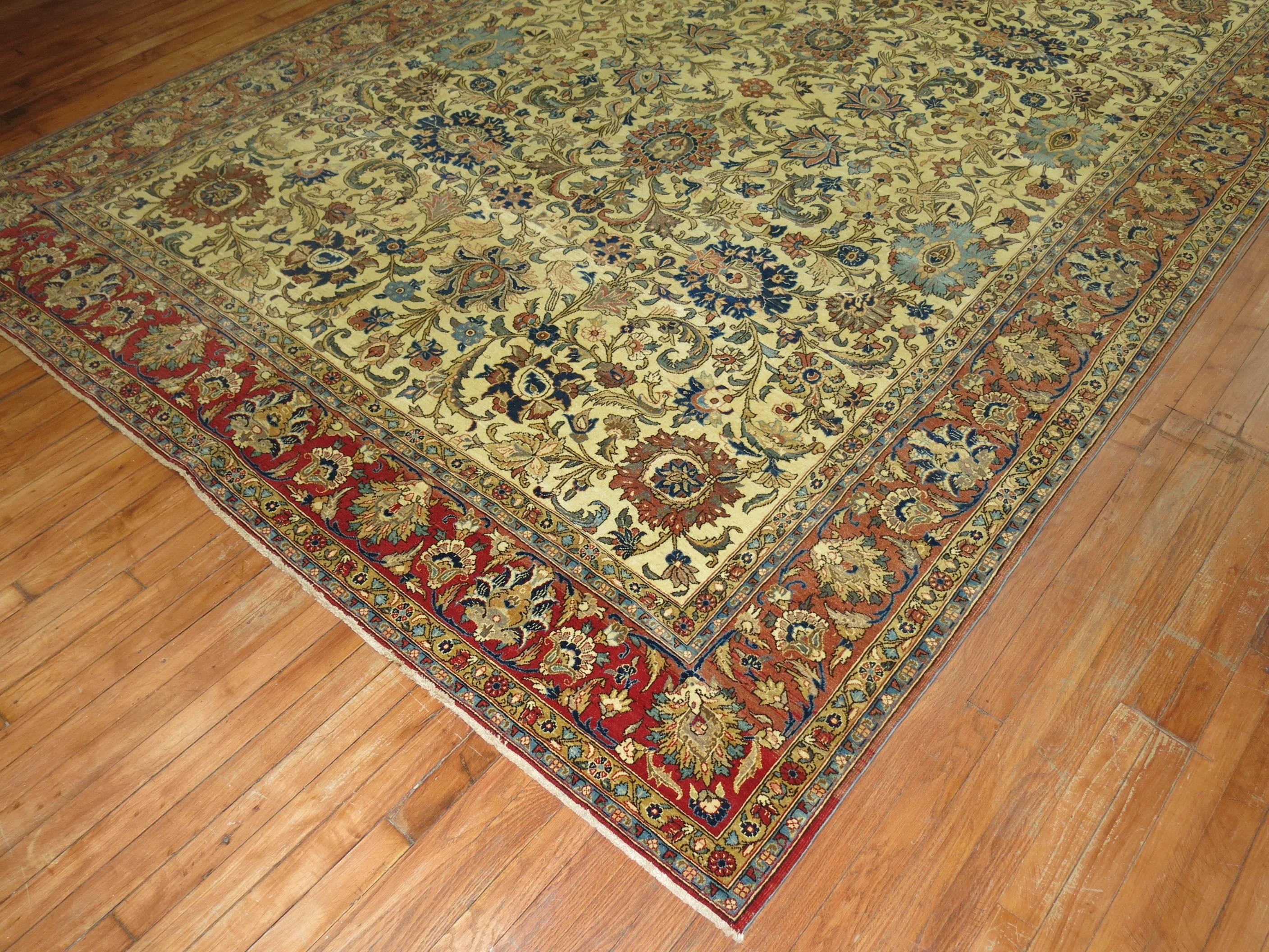 Antique Persian Qum Room Size Rug For Sale 3