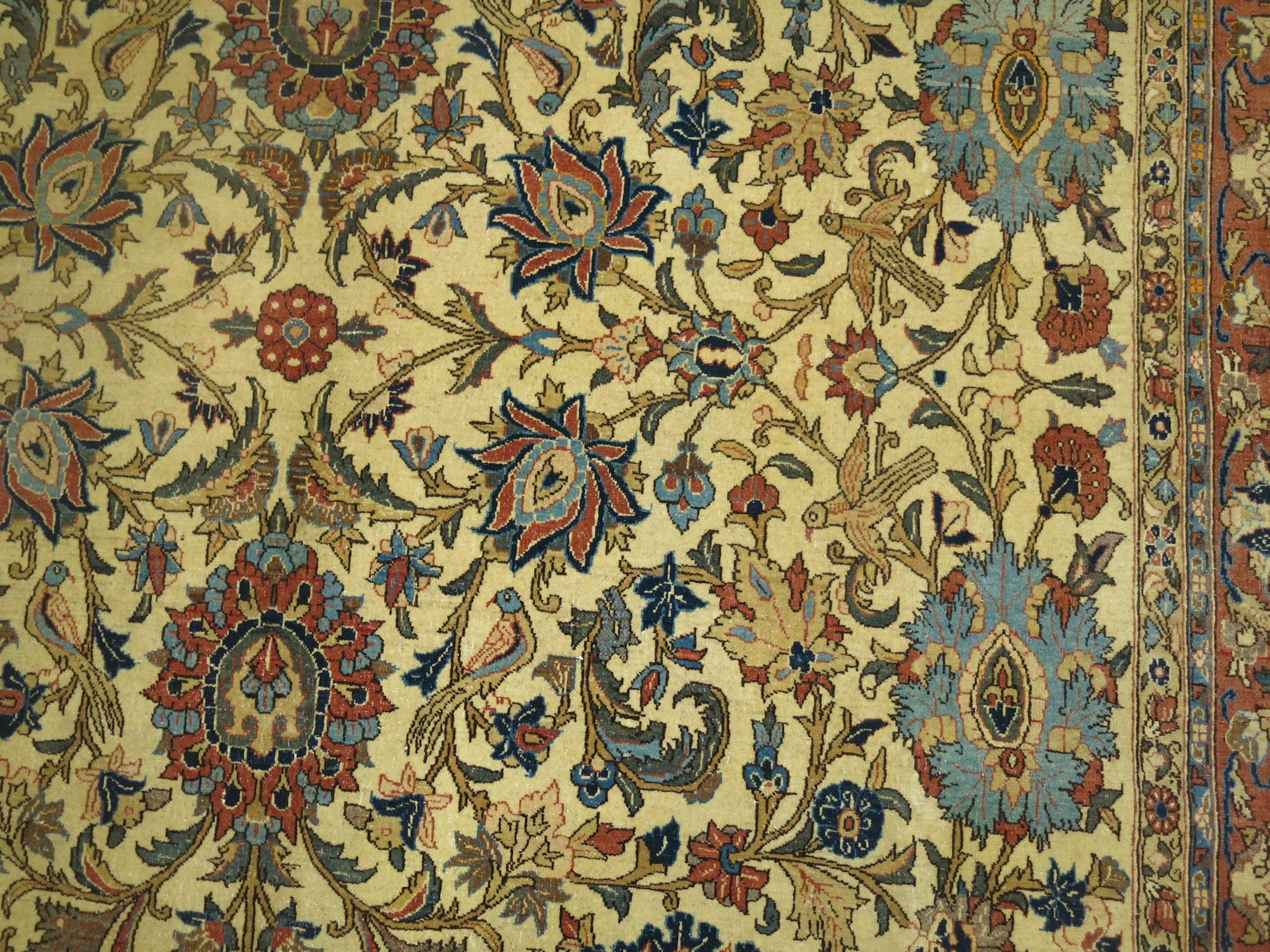 Antiker persischer Qum-Teppich in Zimmergröße im Angebot 3
