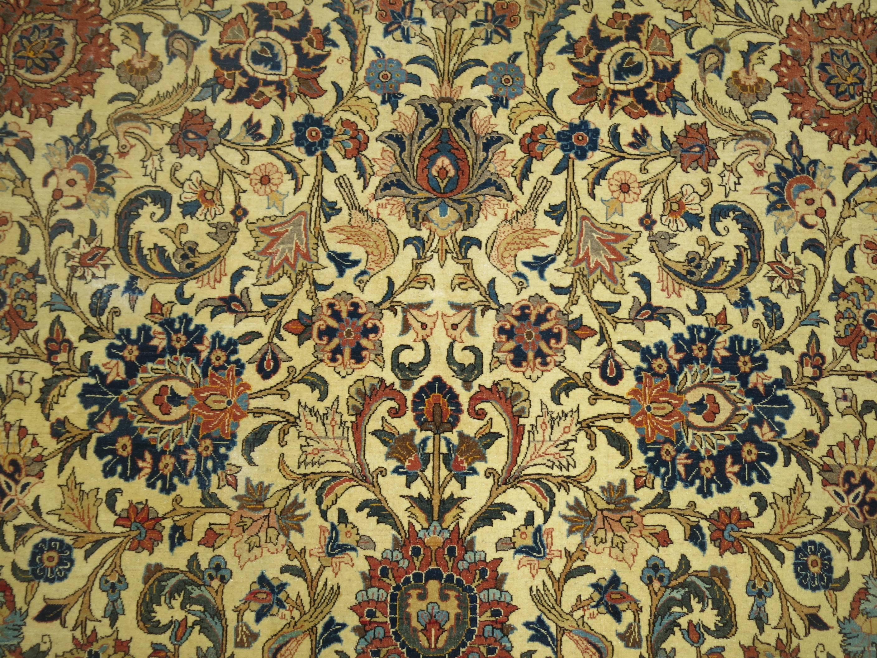 Colección Zabihi Alfombra Persa Antigua Qum Tamaño Habitación clásico estadounidense en venta