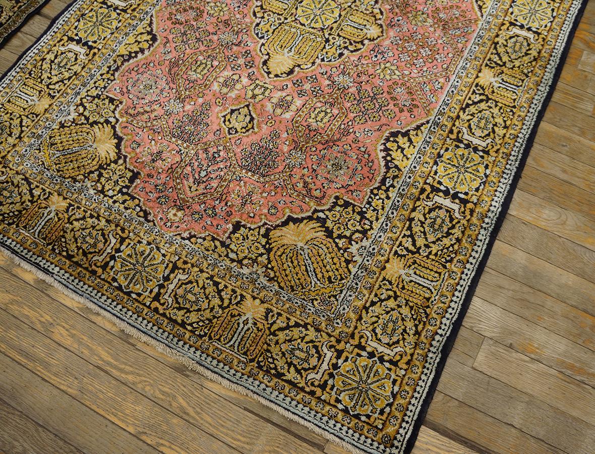 Pair of Mid 20th Century Persian Silk Qum Carpets (3' 7'' x 5' 2'' - 110 x 158) For Sale 6