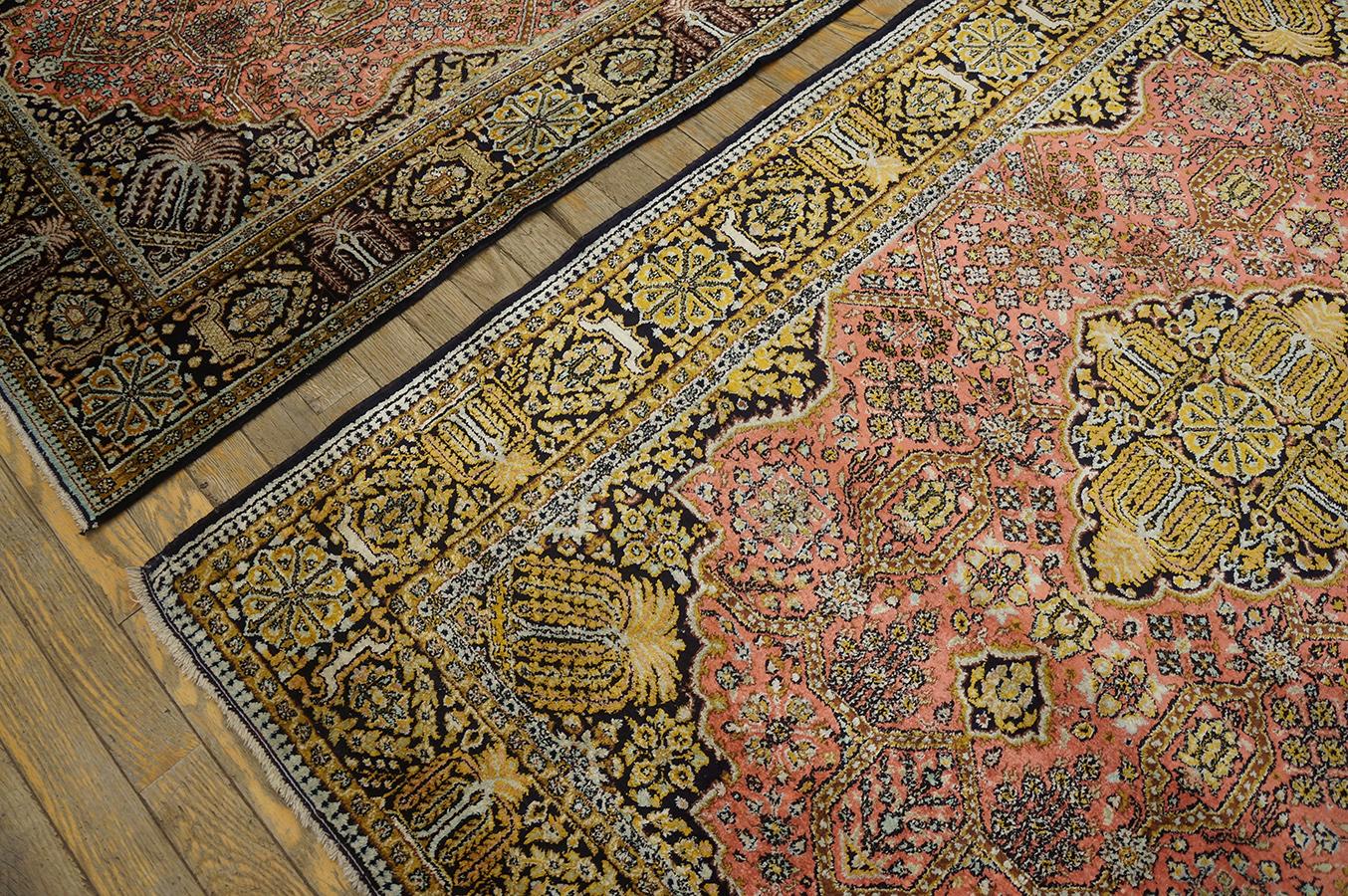 Pair of Mid 20th Century Persian Silk Qum Carpets (3' 7'' x 5' 2'' - 110 x 158) For Sale 7
