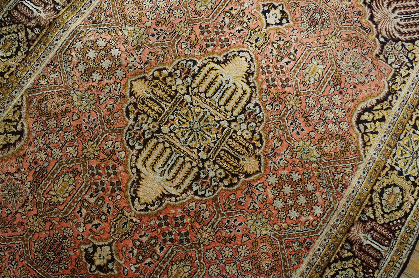 Pair of Mid 20th Century Persian Silk Qum Carpets (3' 7'' x 5' 2'' - 110 x 158) For Sale 11