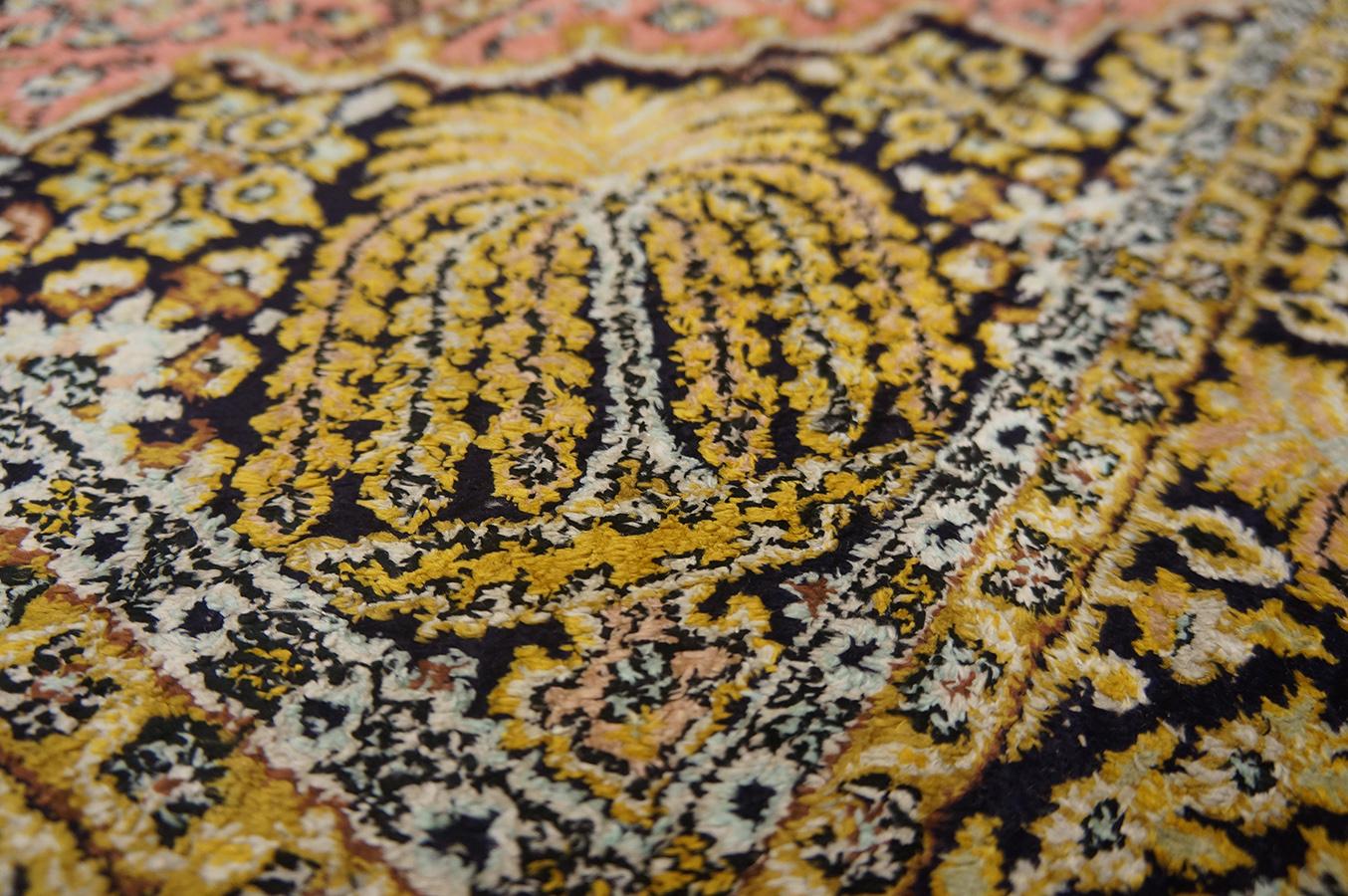 Pair of Mid 20th Century Persian Silk Qum Carpets (3' 7'' x 5' 2'' - 110 x 158) For Sale 13