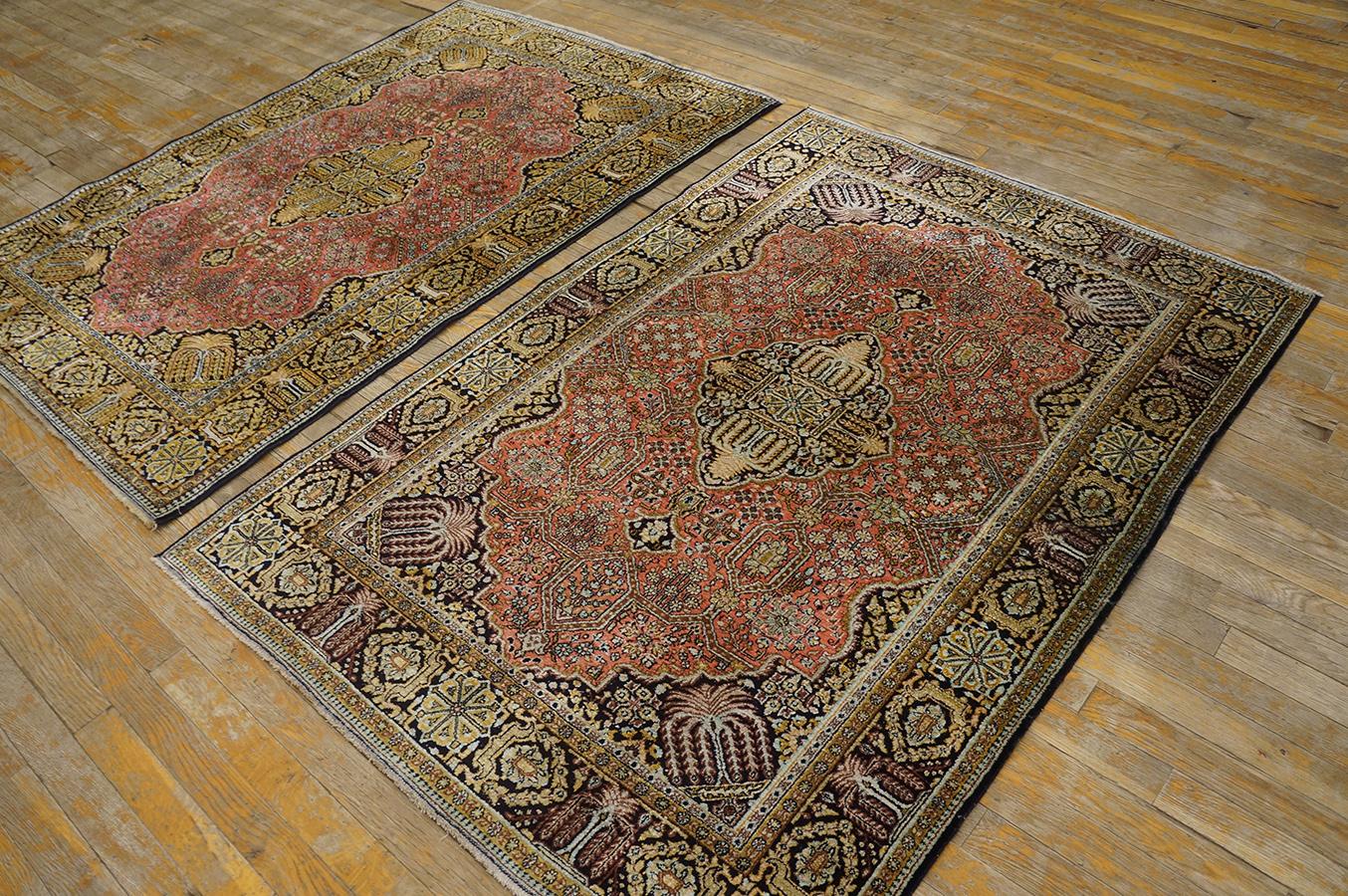 Pair of Mid 20th Century Persian Silk Qum Carpets (3' 7'' x 5' 2'' - 110 x 158) In Good Condition For Sale In New York, NY