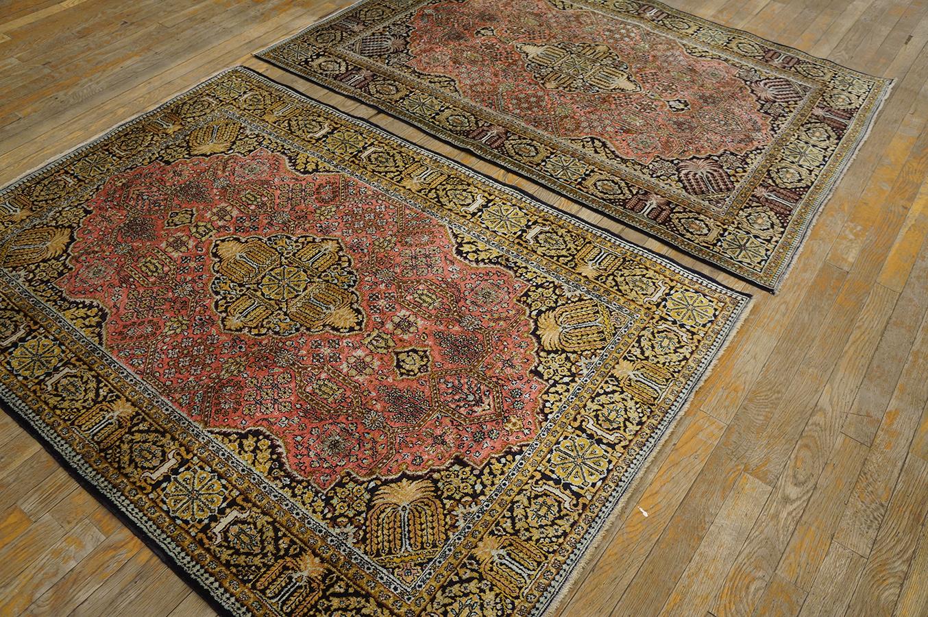 Pair of Mid 20th Century Persian Silk Qum Carpets (3' 7'' x 5' 2'' - 110 x 158) For Sale 2