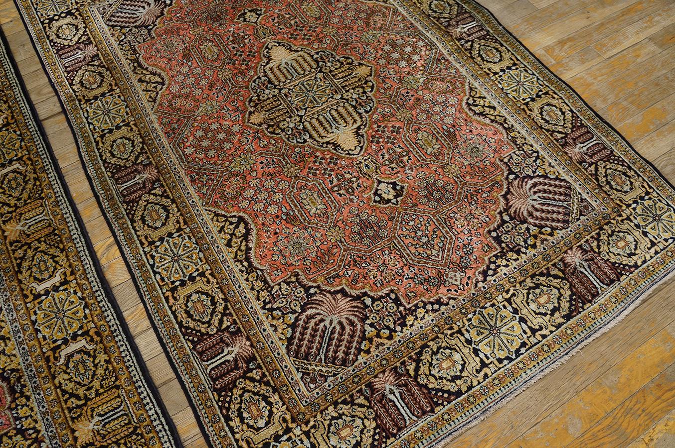 Pair of Mid 20th Century Persian Silk Qum Carpets (3' 7'' x 5' 2'' - 110 x 158) For Sale 3