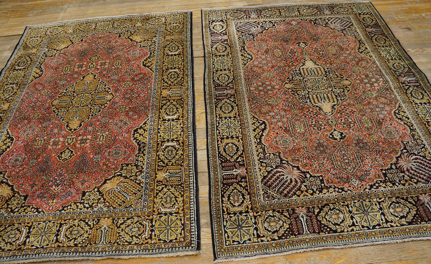 Pair of Mid 20th Century Persian Silk Qum Carpets (3' 7'' x 5' 2'' - 110 x 158) For Sale 4