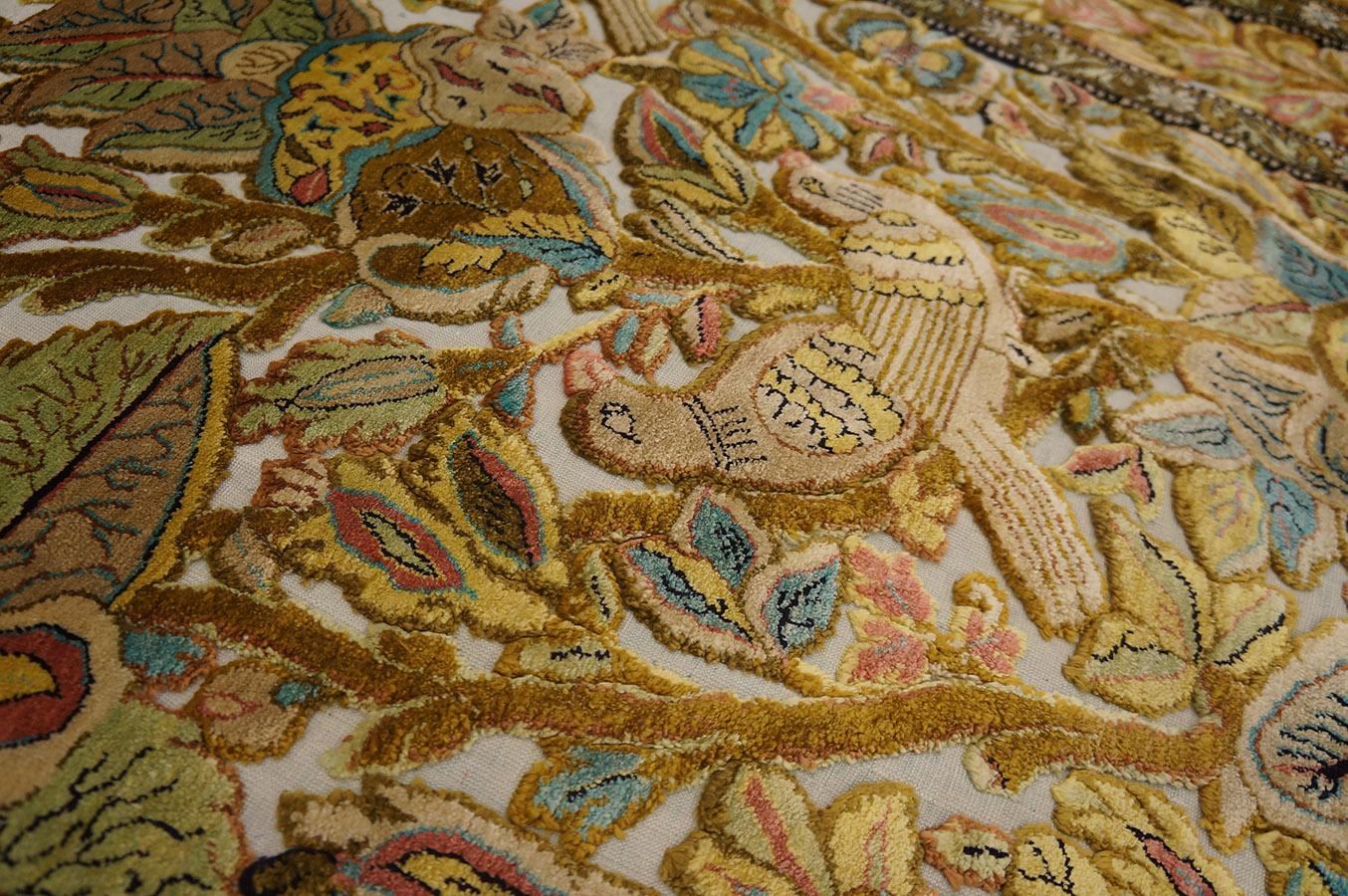 Mid 20th Century Persian Silk Souf Qum Carpet 3'6