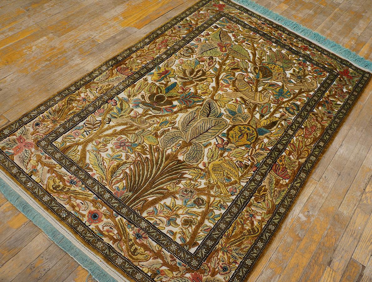 Mid 20th Century Persian Silk Souf Qum Carpet
3'6