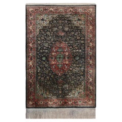 Antiker persischer Qum-Teppich in Brown mit Blumen und Medaillons