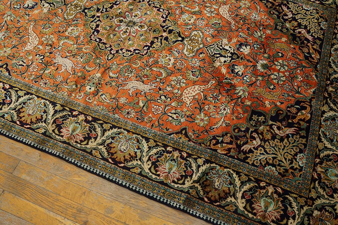 Antique Persian Qum silk rug, Size: 4' 7'' x 7' 4''.