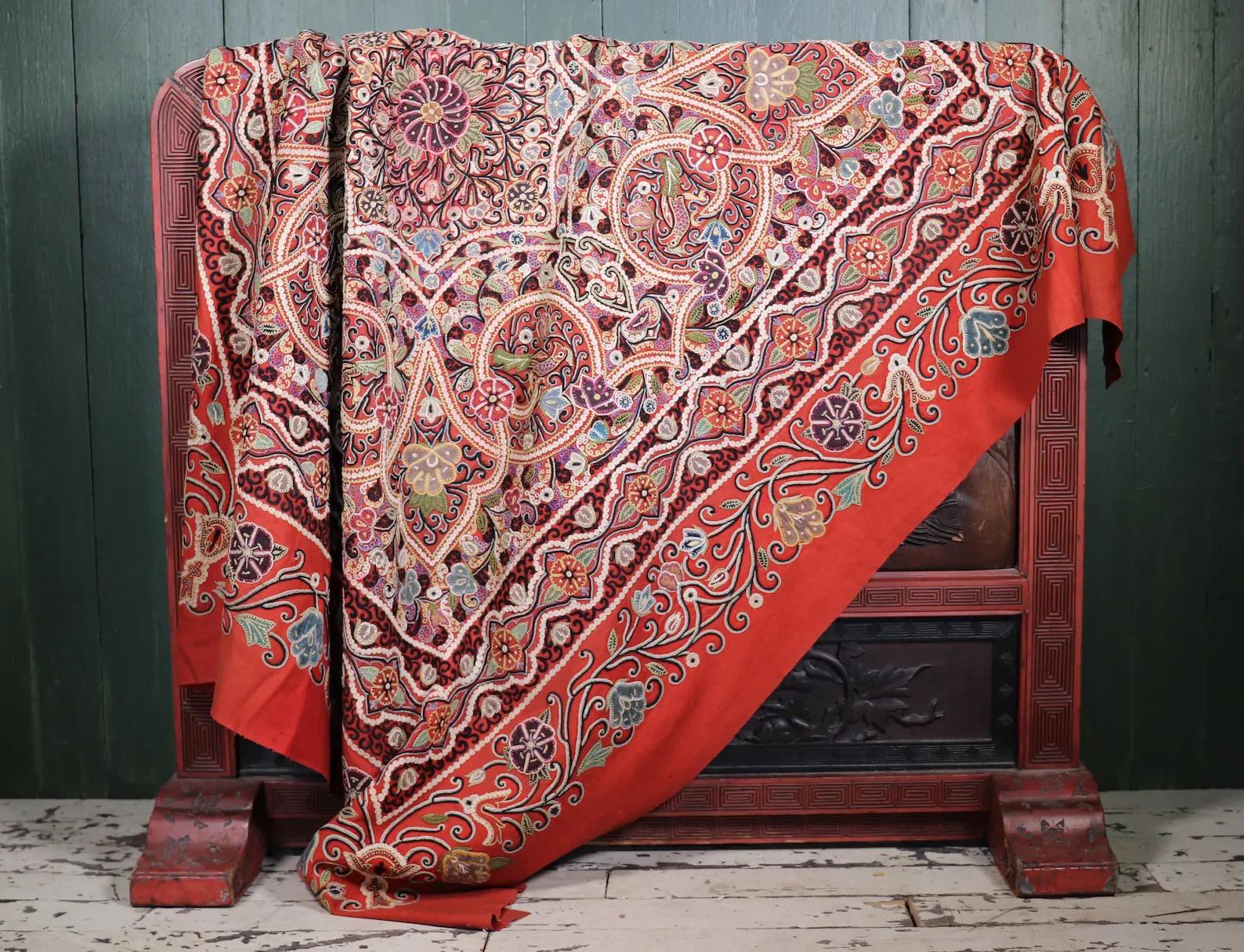 Kirman Perse ancien  broderie Rashti Douzi en vente