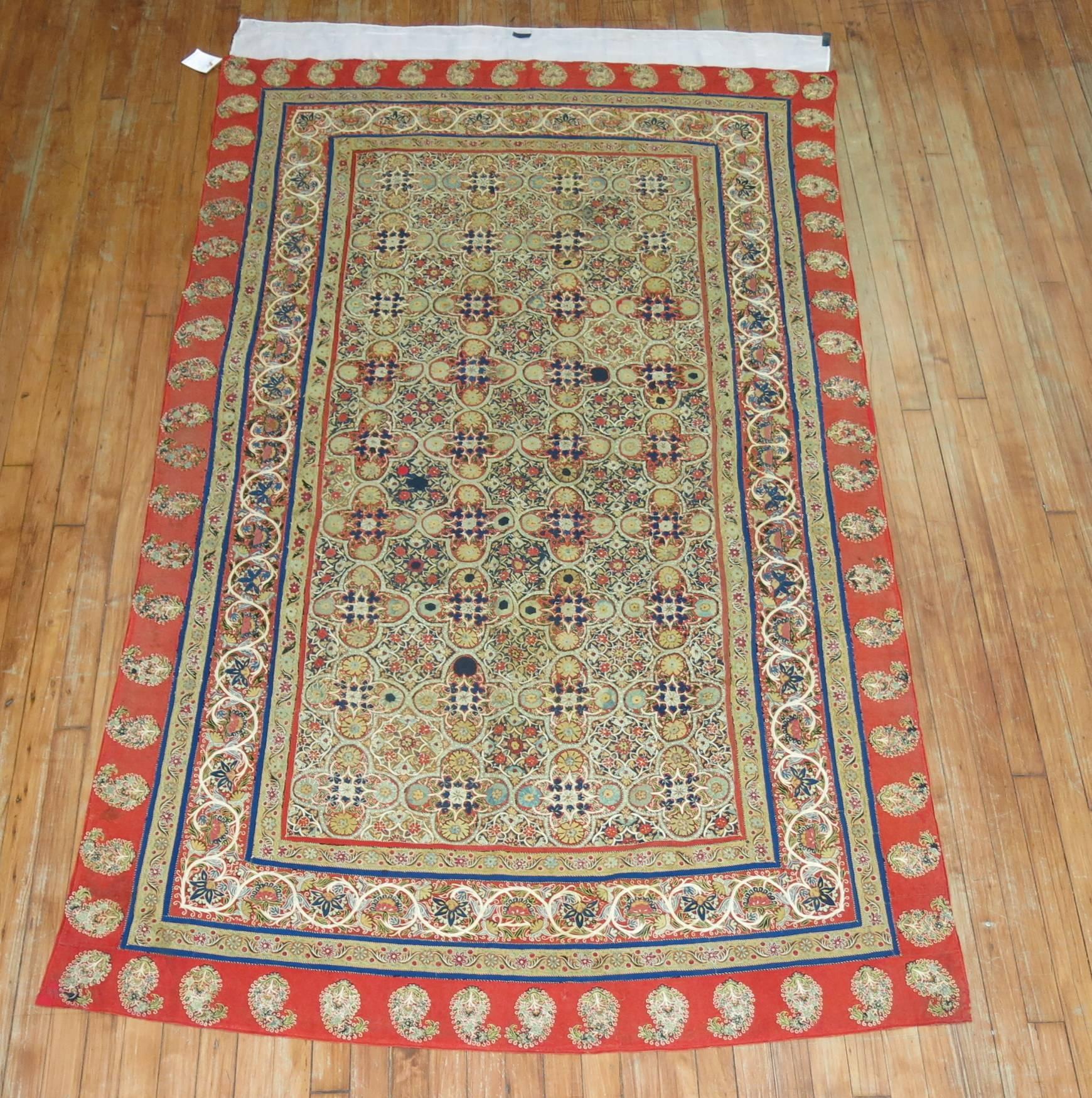 Antique Persian Rashti ‘Rascht’ Embroidery, 19th Century In Excellent Condition For Sale In New York, NY