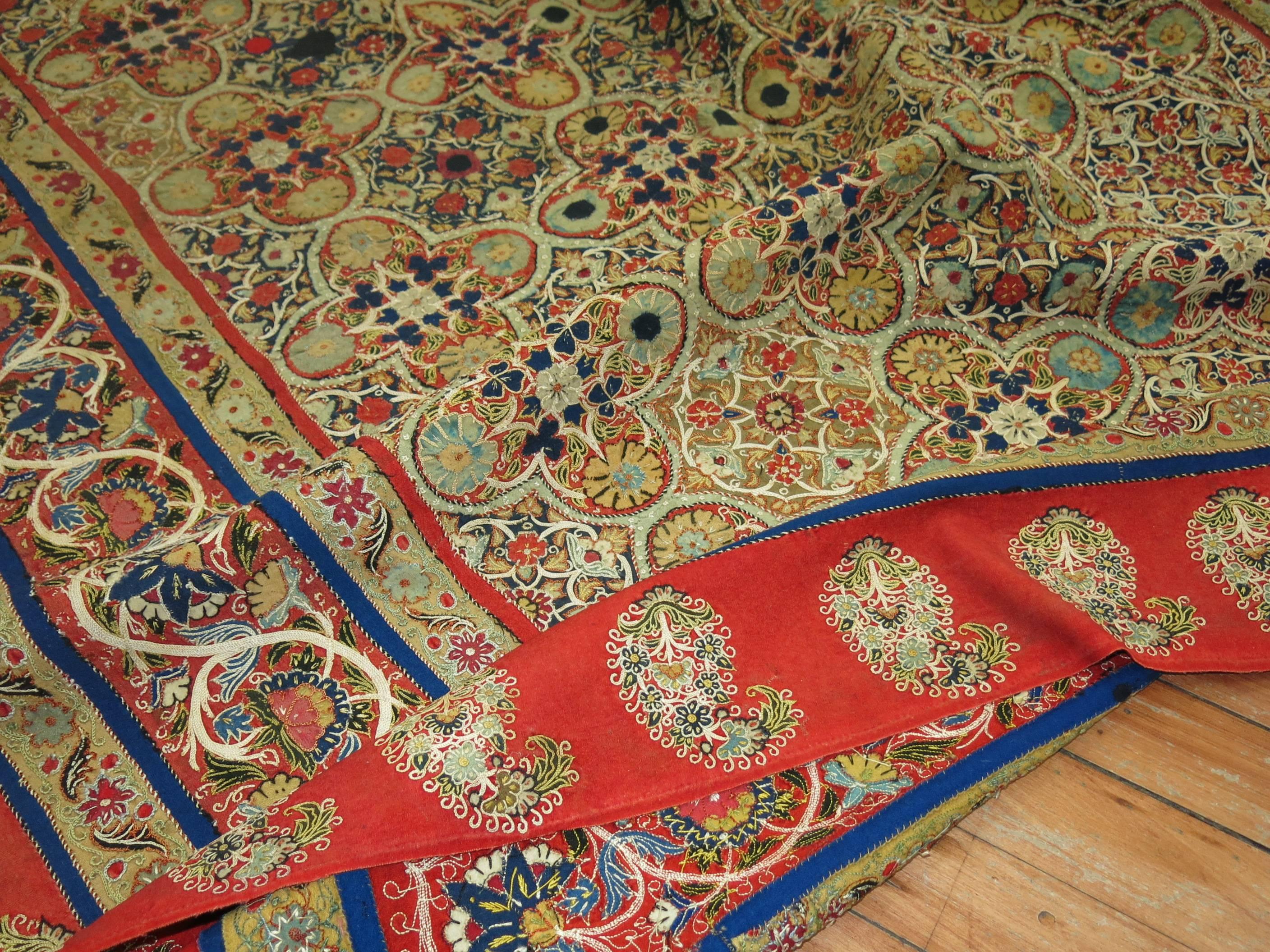 Cotton Antique Persian Rashti ‘Rascht’ Embroidery, 19th Century For Sale