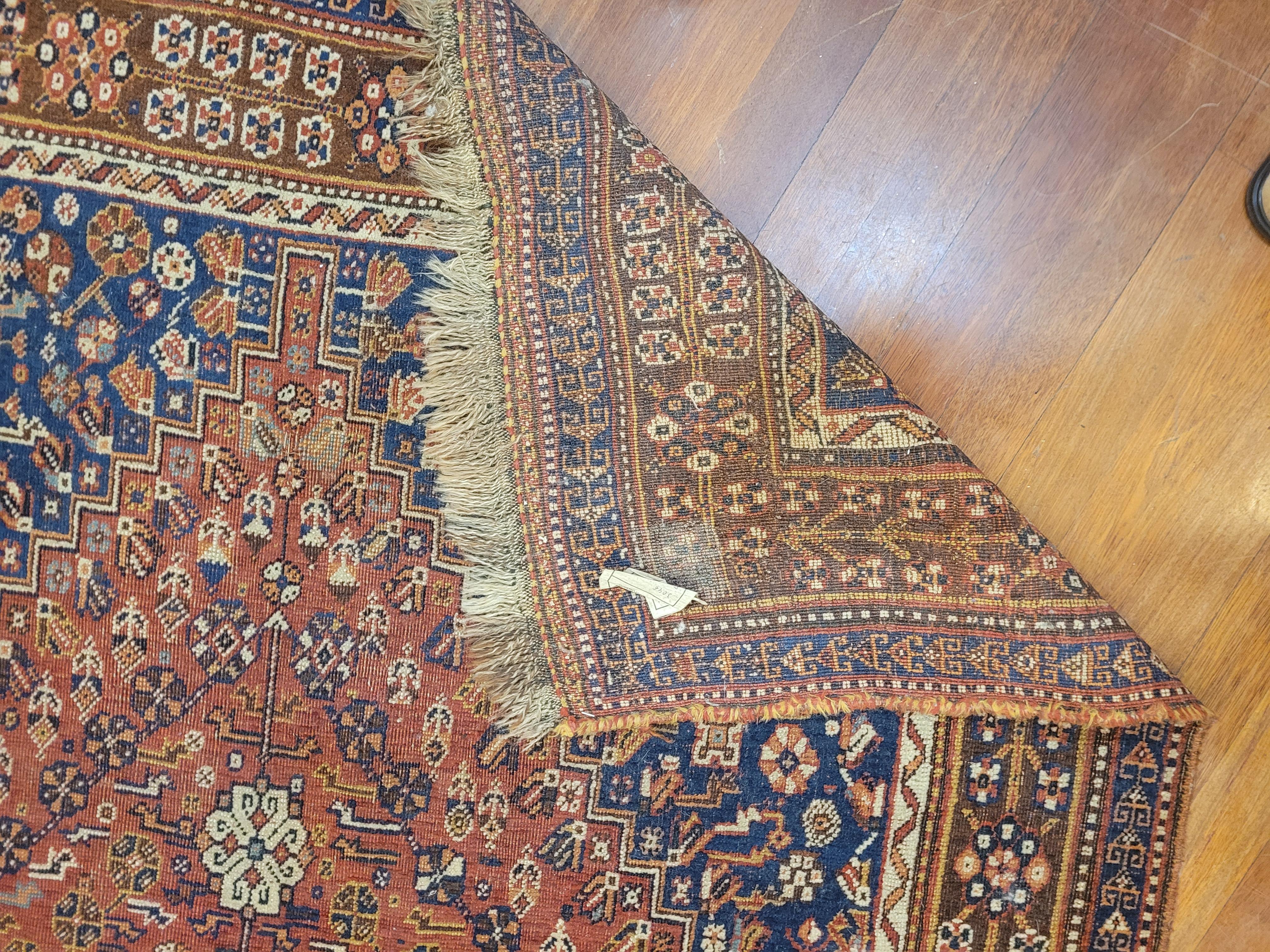 Antiker persischer roter und blauer Teppich, Feraghan - Iran - 305 x 155 im Angebot 2
