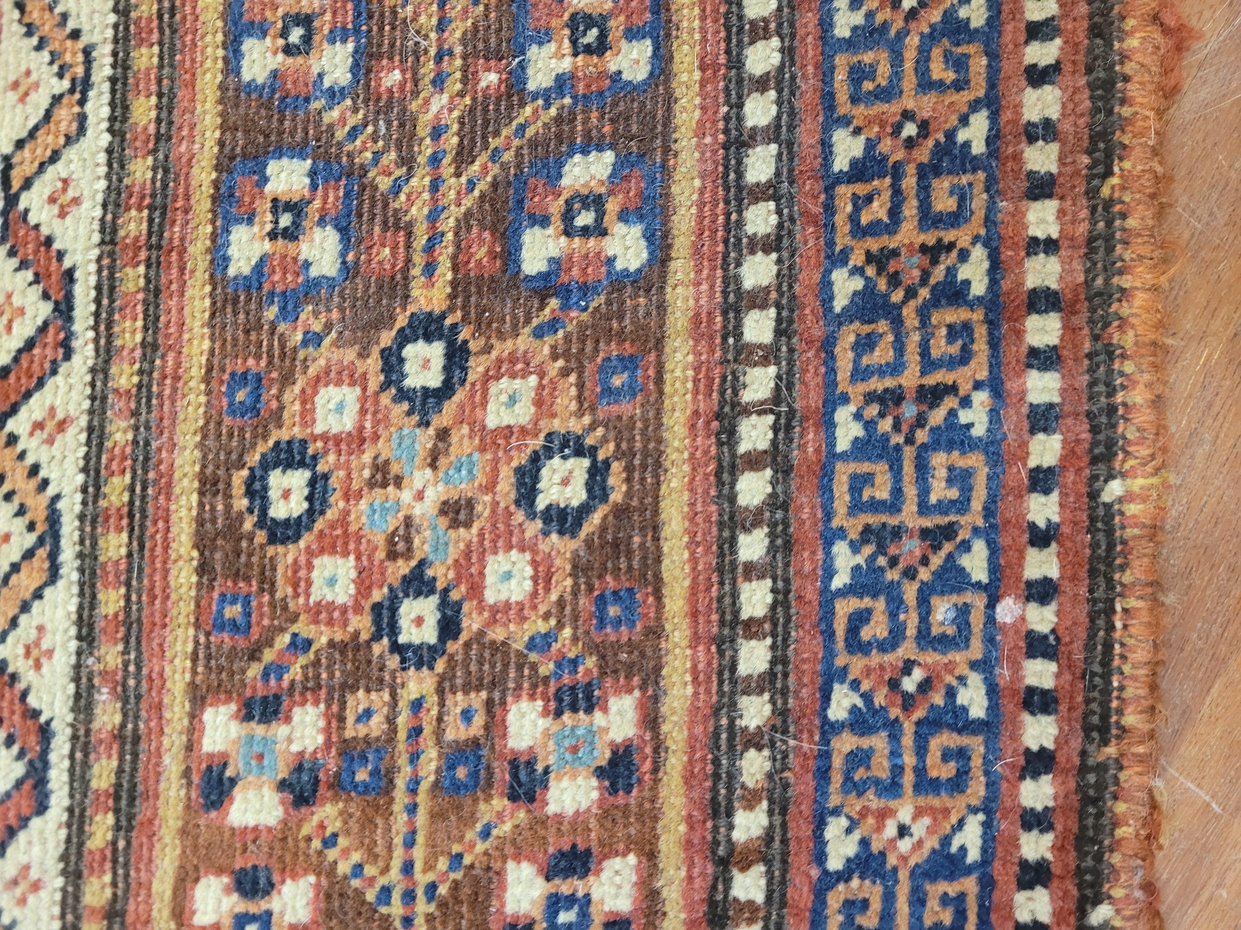 Antiker persischer roter und blauer Teppich, Feraghan - Iran - 305 x 155 im Angebot 8
