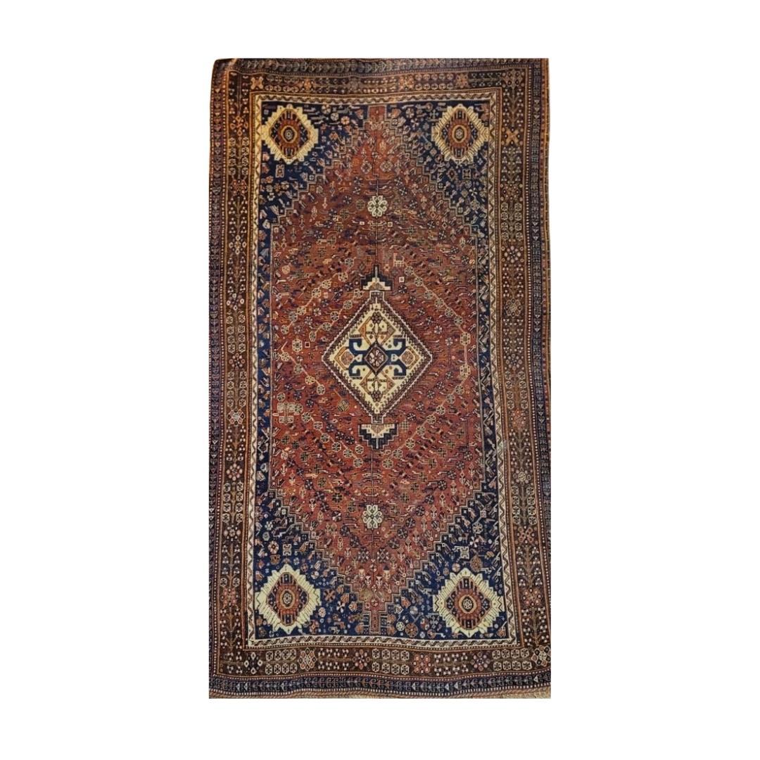 Antiker persischer roter und blauer Teppich, Feraghan - Iran - 305 x 155 im Angebot 11