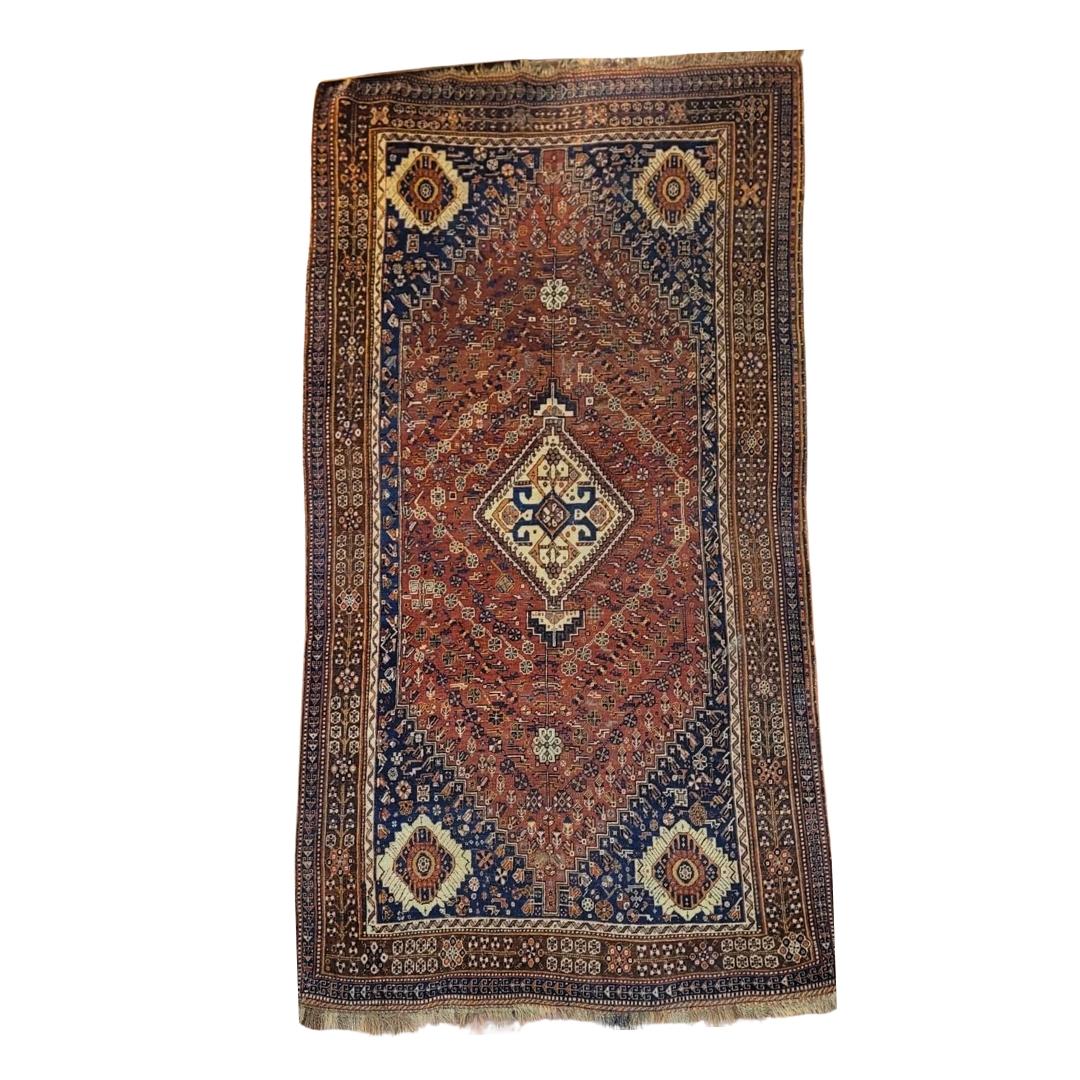 Antiker persischer roter und blauer Teppich, Feraghan - Iran - 305 x 155 im Angebot 12
