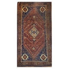 Tappeto antico persiano rosso e blu, Feraghan - Iran - 305 x 155