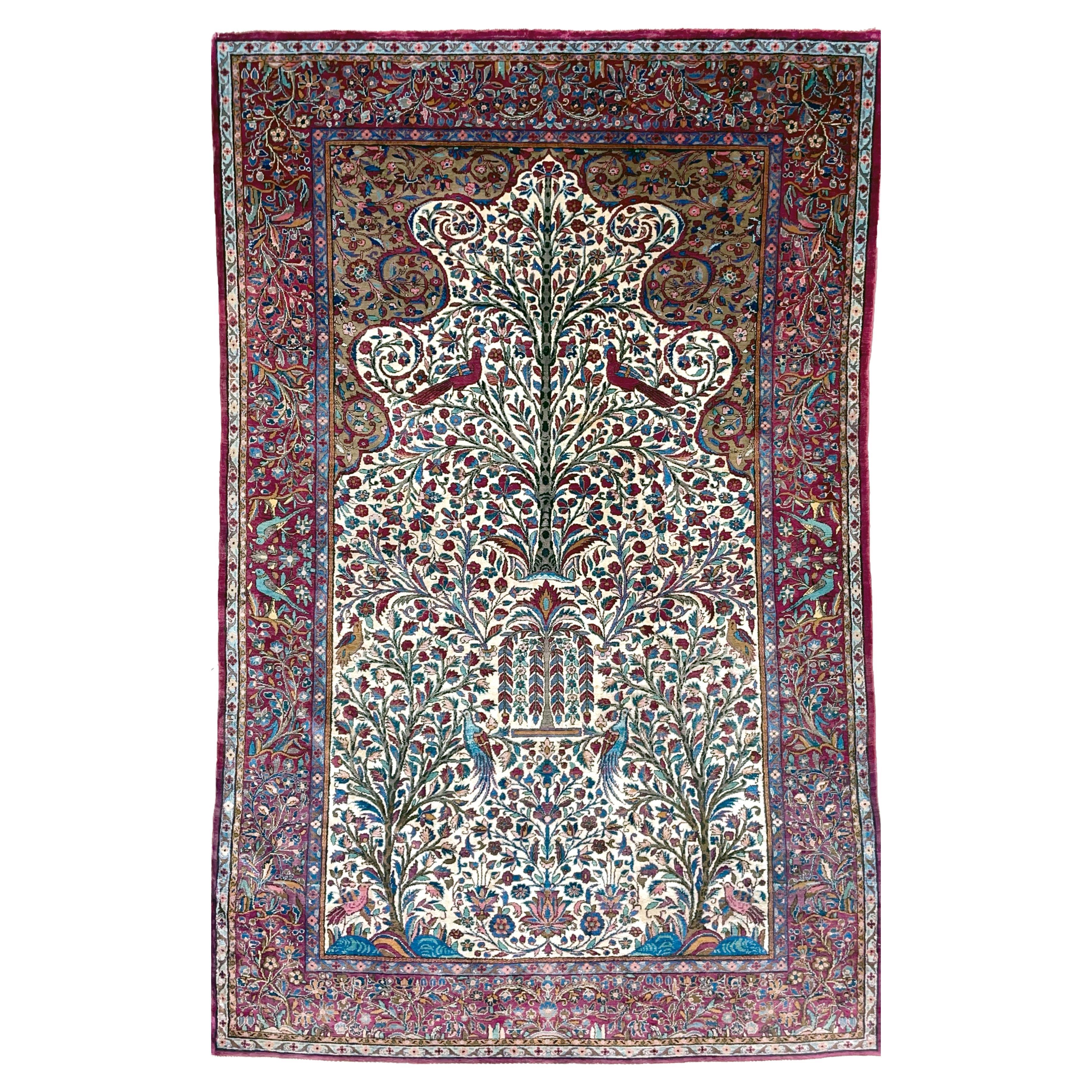Antique Red and Blue Persian Accent Rug For Sale at 1stDibs