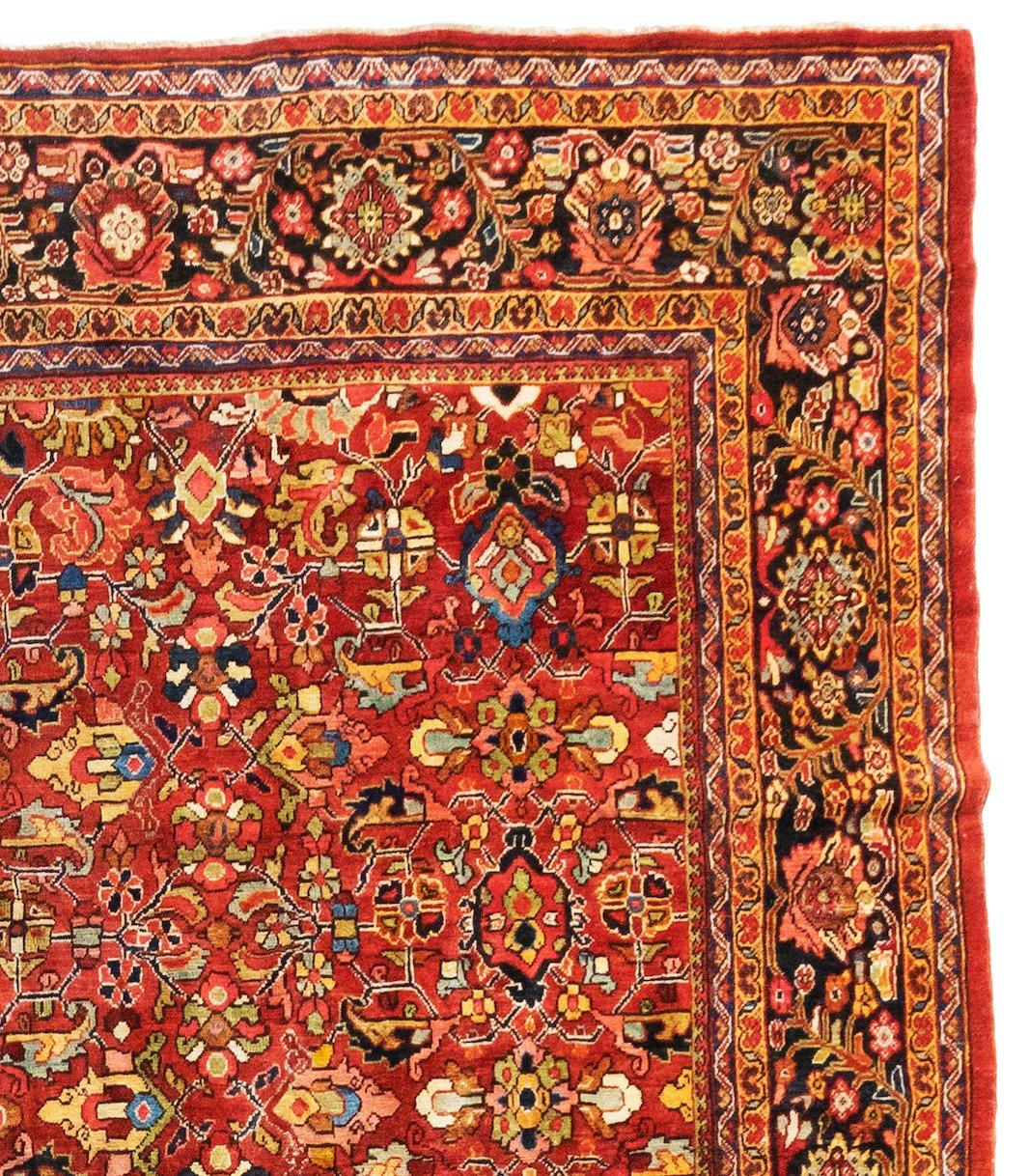 Hand-Knotted Oversize Antique Persian Red Gold Floral Mahal Ziegler Large Area Rug, c. 1930s