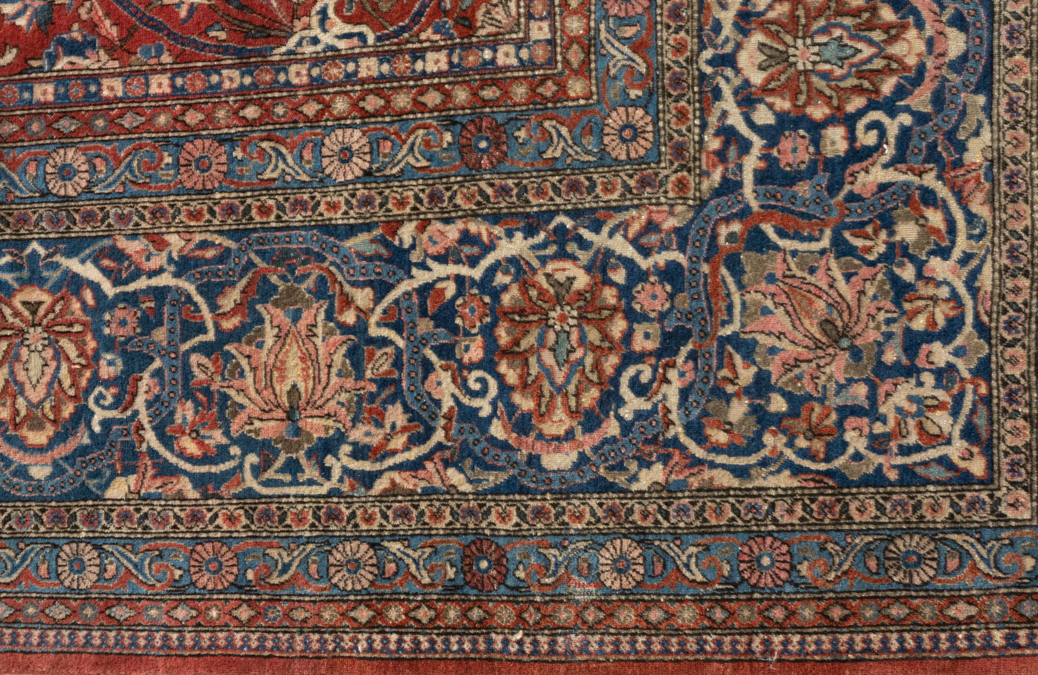 Ancien tapis de Kashan persan rouge noué à la main en vente 1