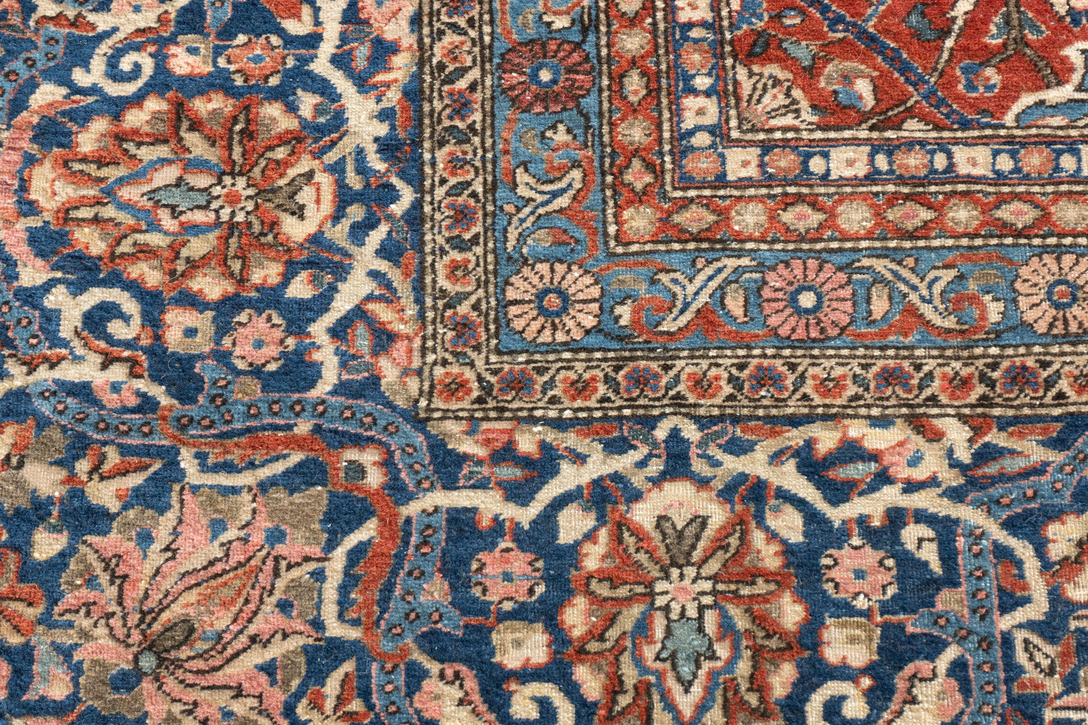 Ancien tapis de Kashan persan rouge noué à la main en vente 2