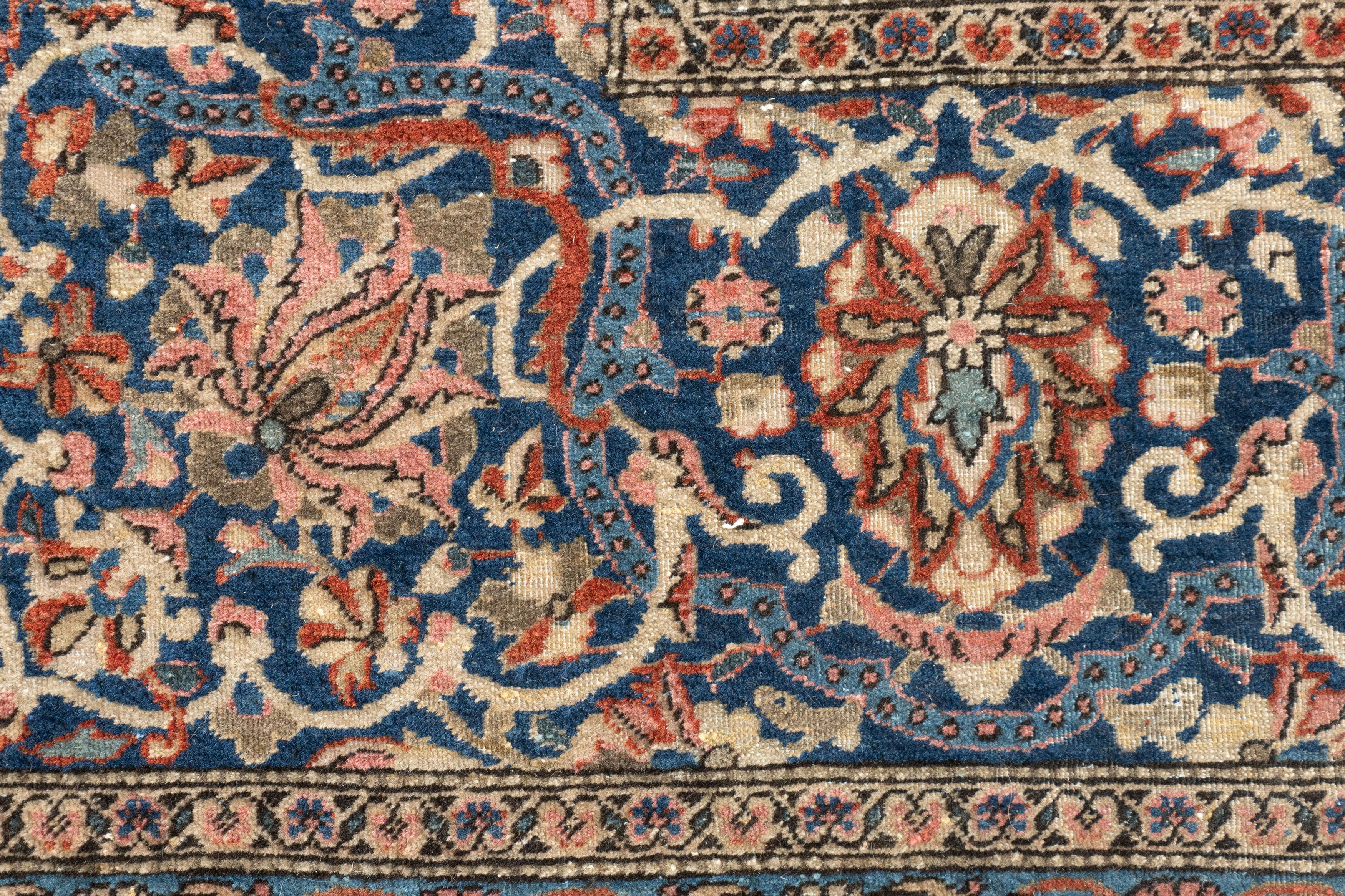 Ancien tapis de Kashan persan rouge noué à la main en vente 3
