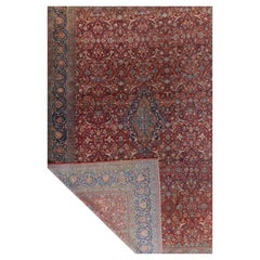 Antique Persian Red Hand Knotted Kashan Rug