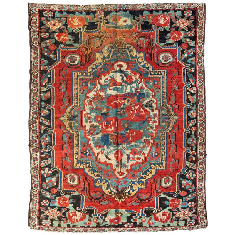 1920s Rug 1920s Antique Persian Kilim in Black, Red and Blue Tribal pattern by ...
