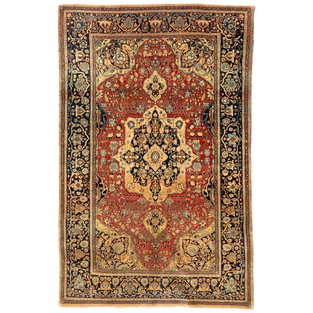 Manchester Wool Rug Antique Red Navy Blue Persian Manchester Wool Kashan Large Area Rug For ...