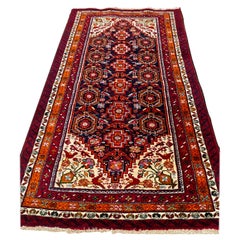 Antique Persian Red Navy Blue Tribal Persian Bakhtiari Small Rug