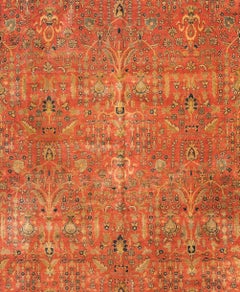 Antique Persian Red Gold Navy Blue Large Oversize Tabriz Rug