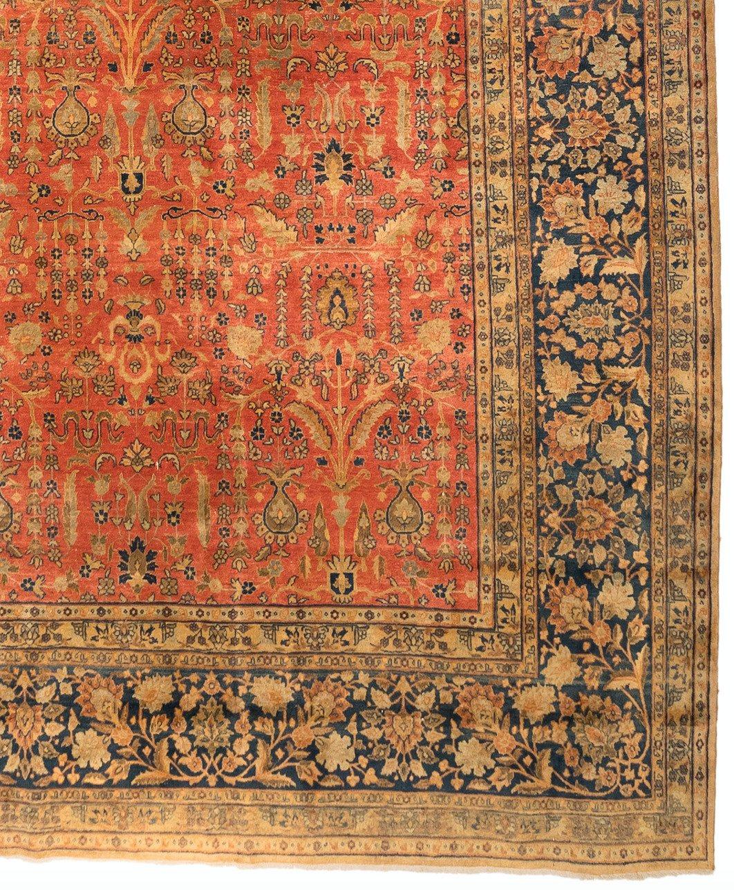 Antiker persischer übergroßer Täbris-Teppich in Rot, Gold und Marineblau (Persisch) im Angebot