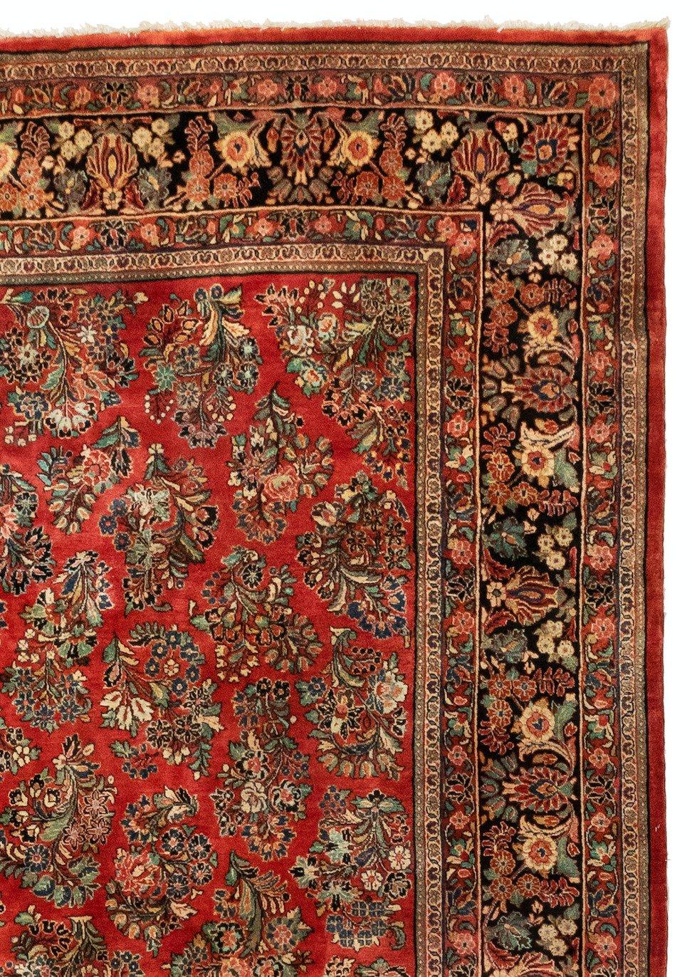 Sarouk Farahan Large Antique Vintage Persian Red and Gold Floral Sarouk Rug, circa 1920s For Sale