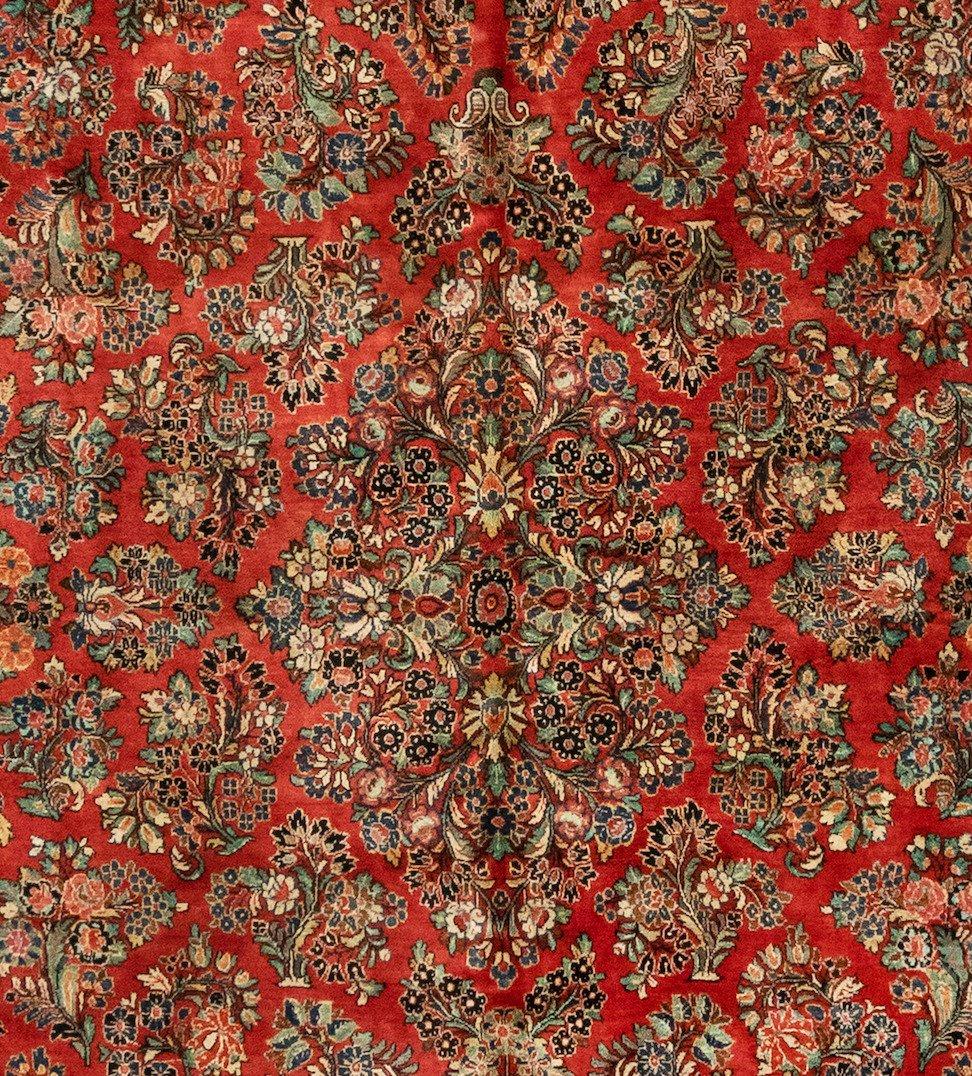 Asian Large Antique Vintage Persian Red and Gold Floral Sarouk Rug, circa 1920s For Sale