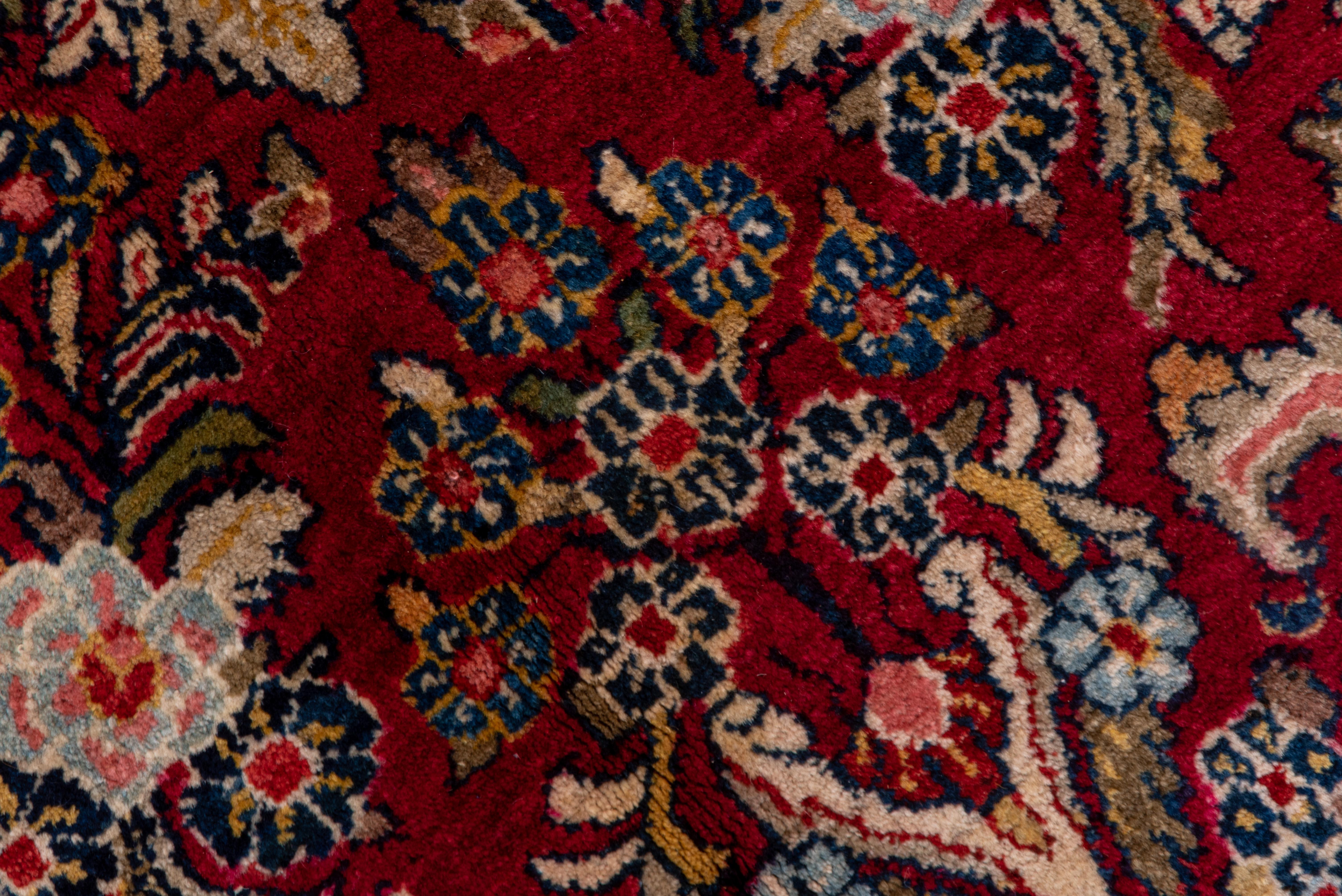Antique Persian Red Sarouk Rug, Allover Field, Circa 1940s In Good Condition For Sale In New York, NY