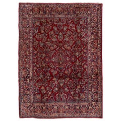 Antique Persian Red Sarouk Rug, Allover Field, Circa 1940s