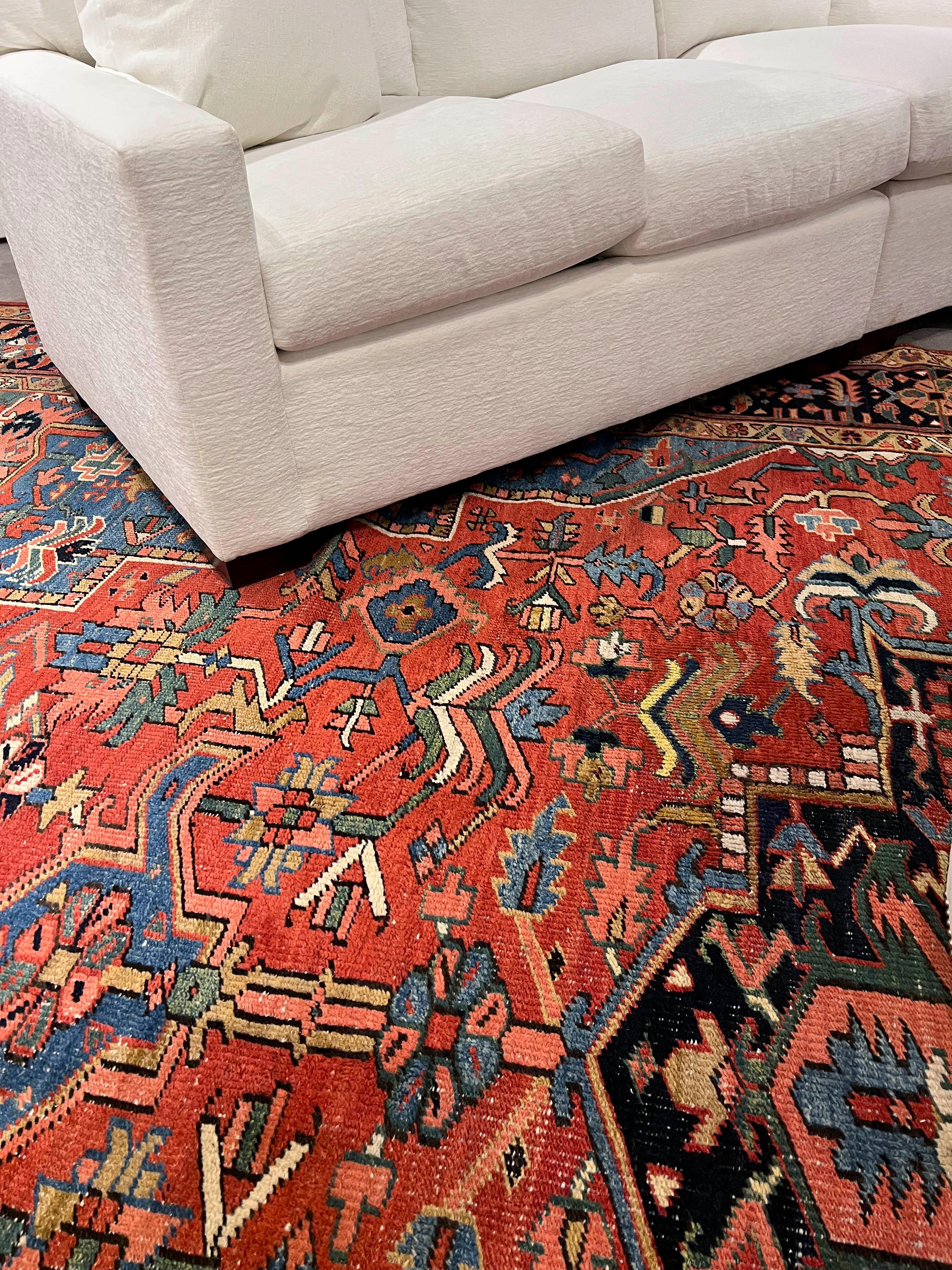 Alfombra Persa Antigua Serapi Roja 10'9 X 19'1 en venta 1