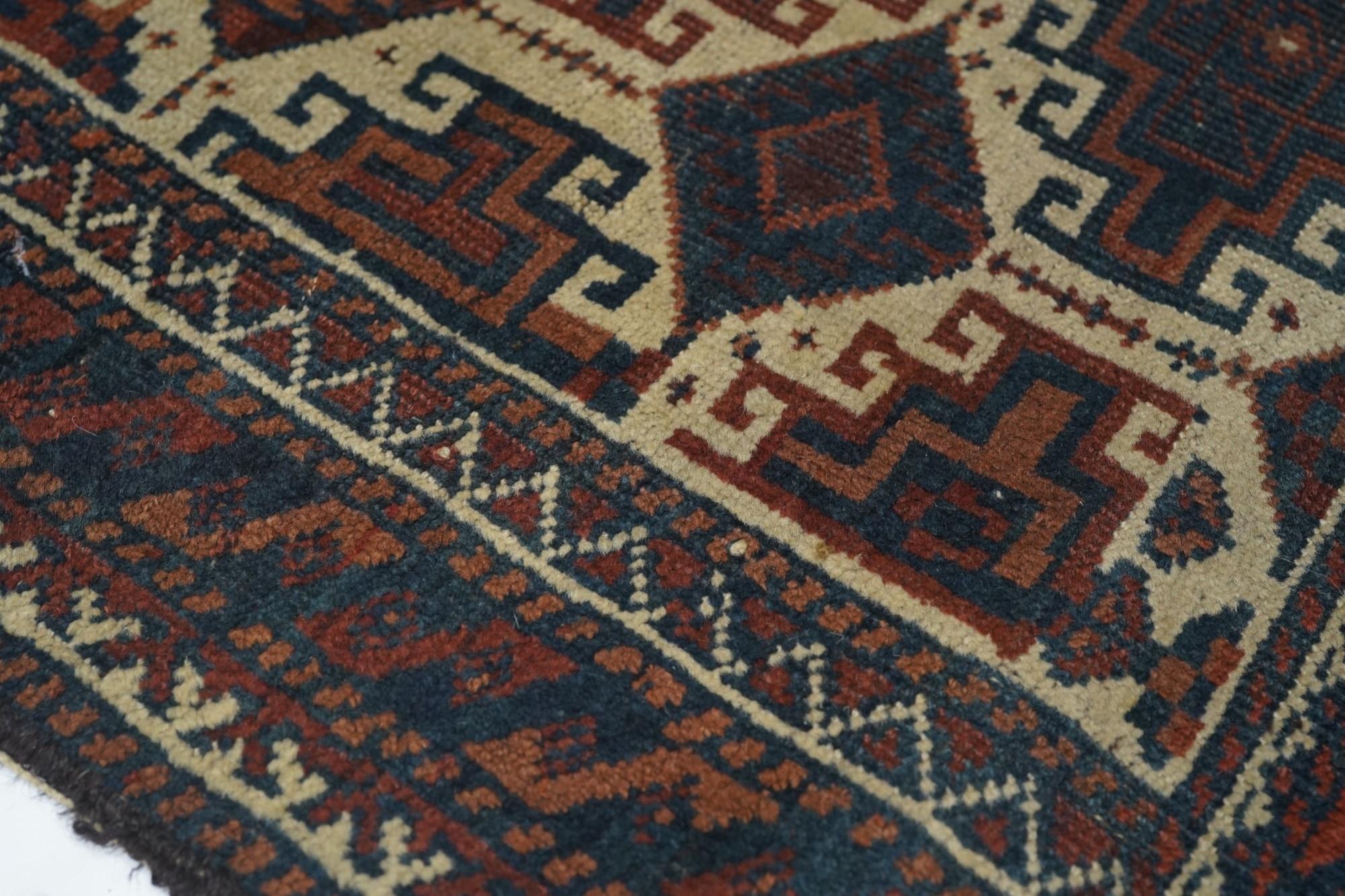 Wool Antique Persian Balouch Tribal Rug  For Sale