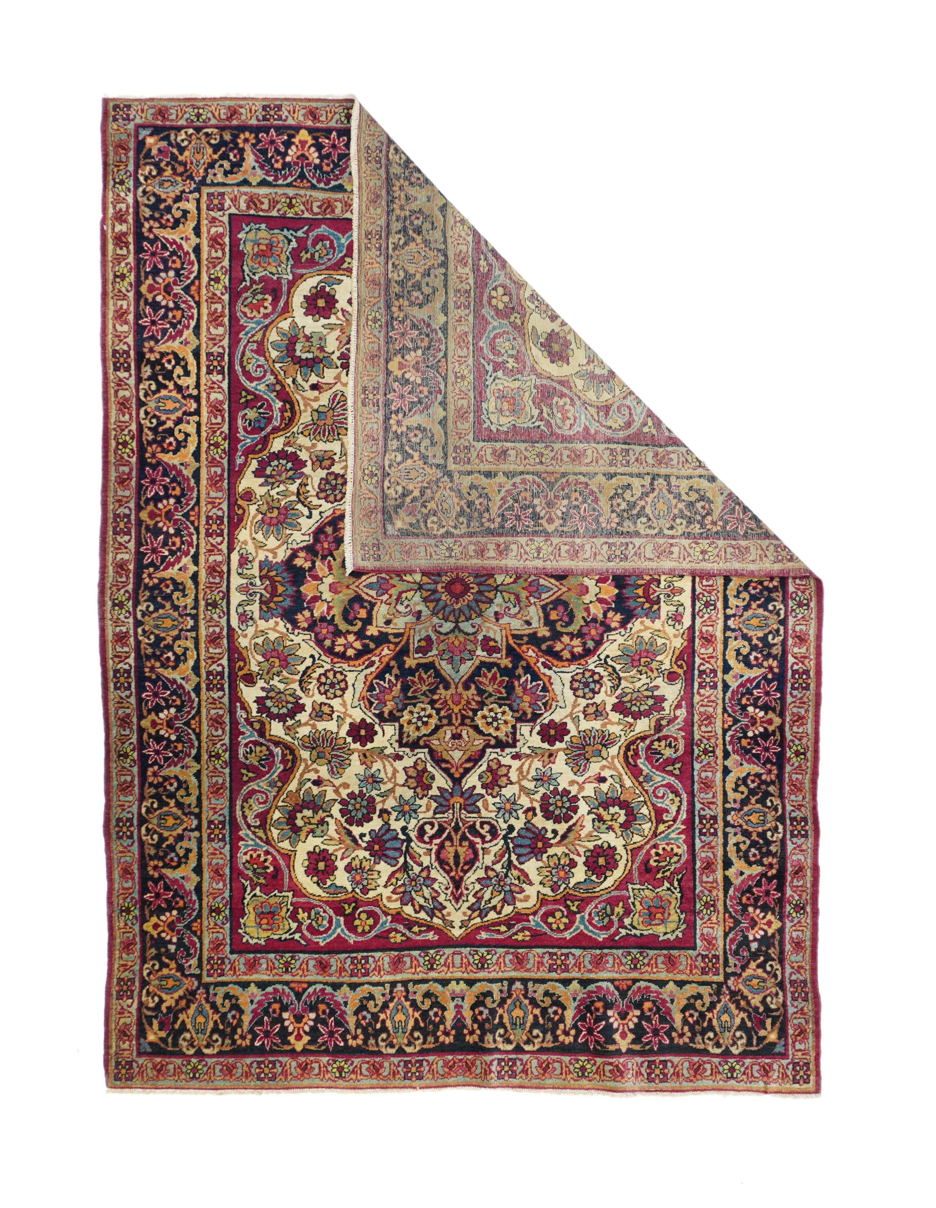Antique Persian Kerman Lavar Rug 4'4'' x 5'10''