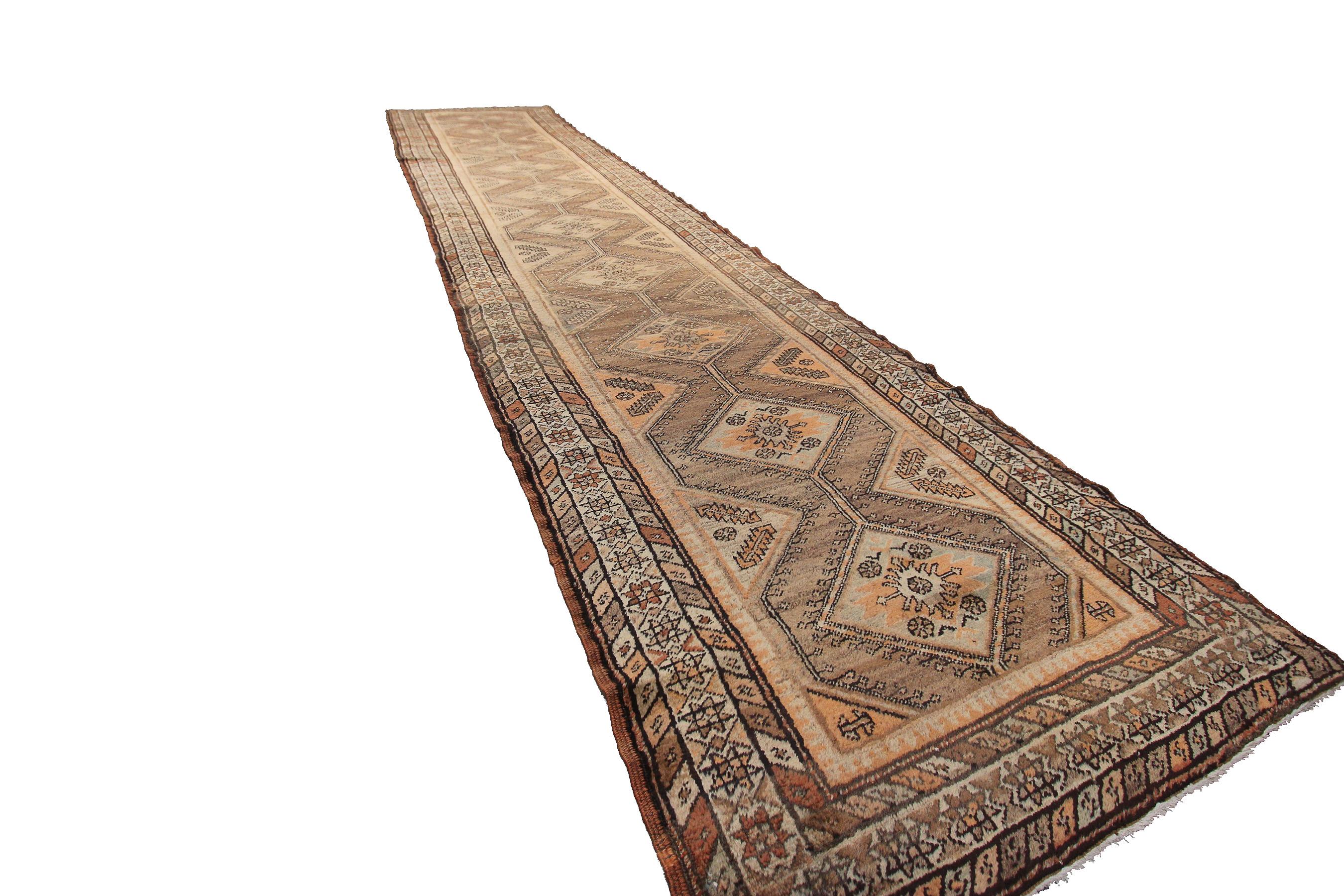 Hand-Knotted Antique Persian Rug Antique Persian Runner Sarab Runner 3x14 Wool Foundation For Sale